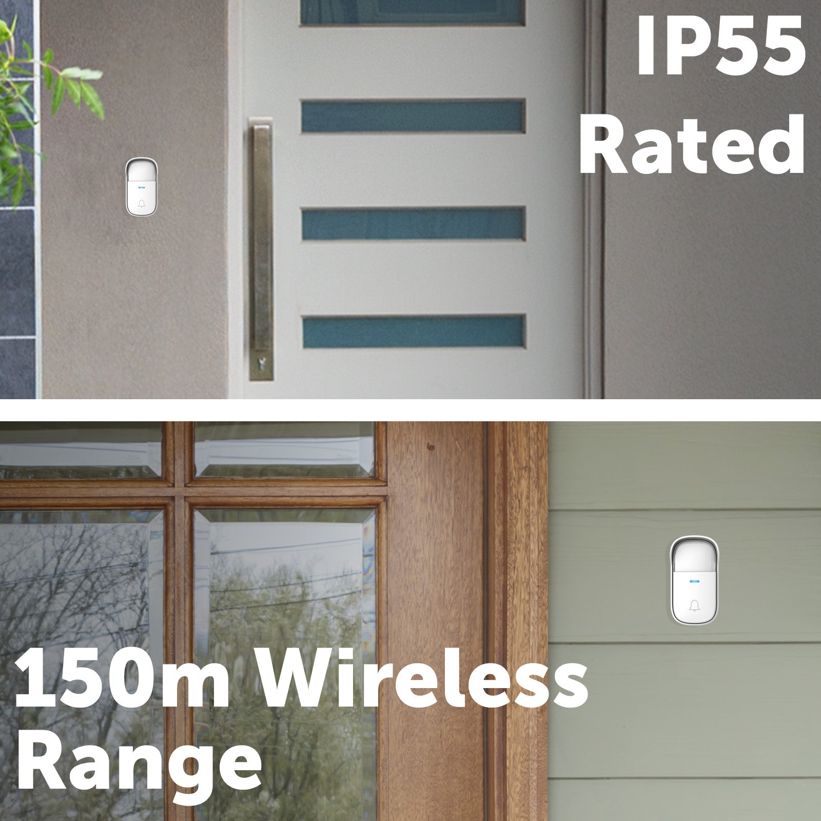 Arlec Plug-in Door Chime With 150m Wireless Kinetic Push Button - White – wireless door chime, plug-in doorbell, smart kinetic chime