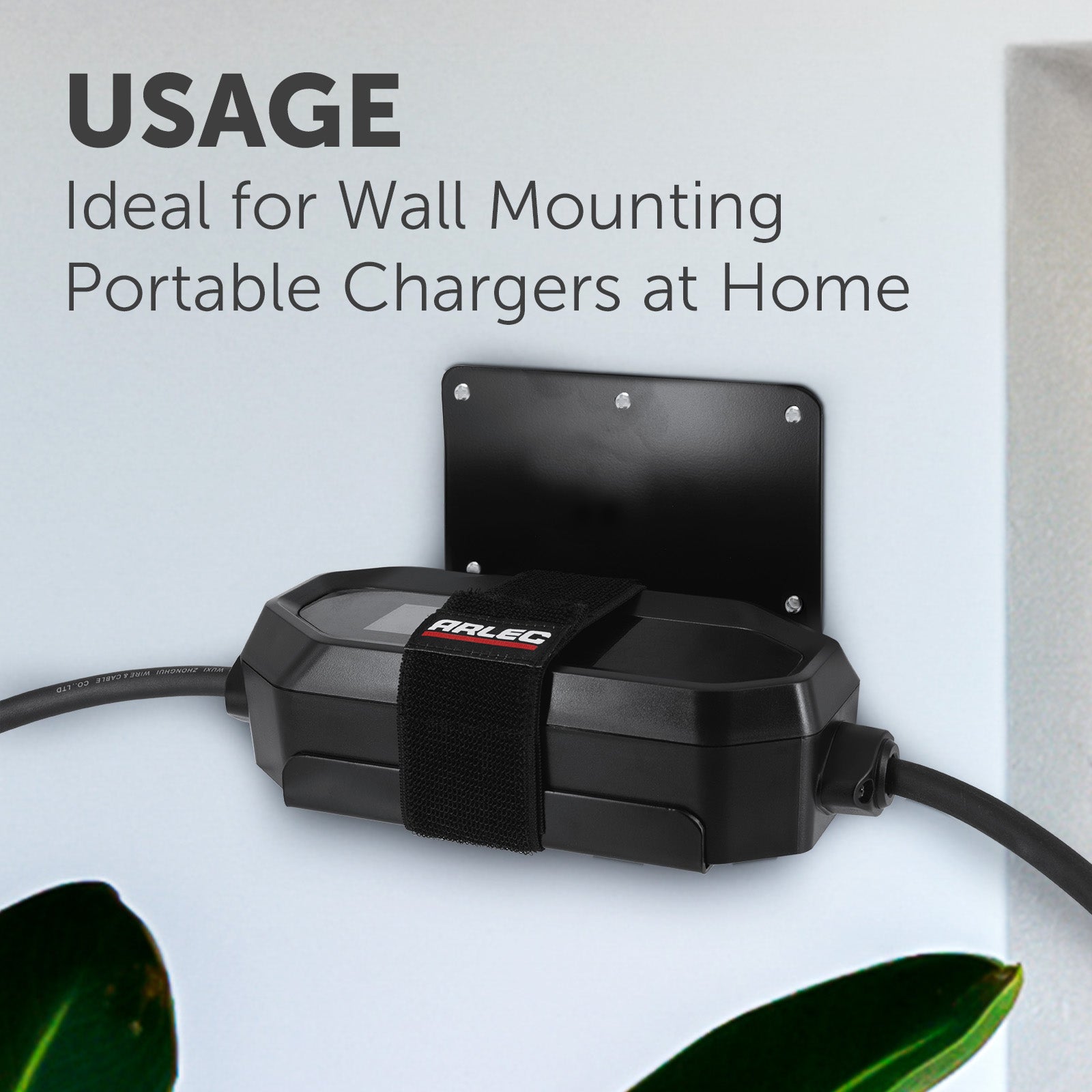 Arlec EV Charger Wall Mount Bracket for cable management, secure wall-mounted EV accessory for charging cable support