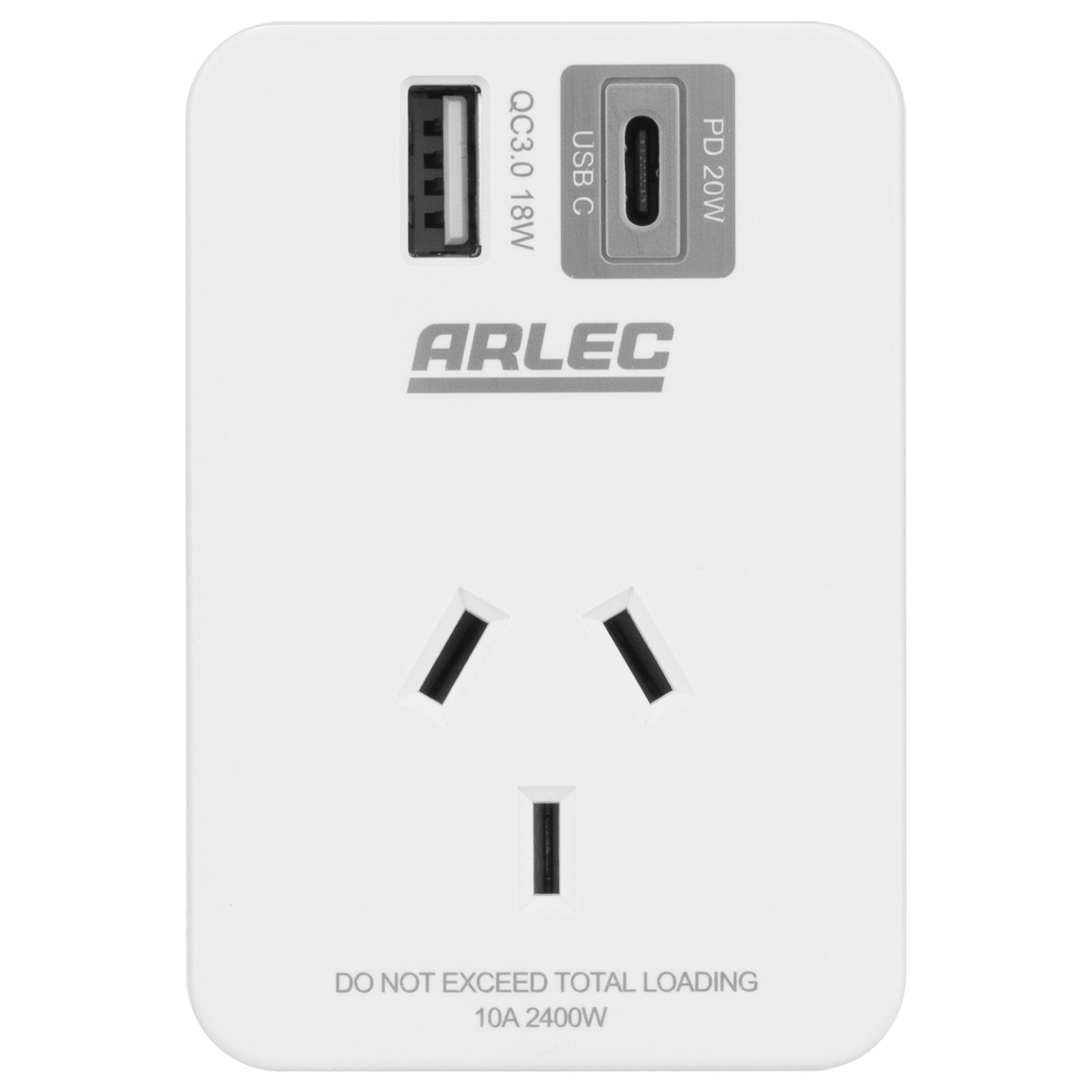 Arlec White Power Adapter with Rapid Charging USB A&C PD20W