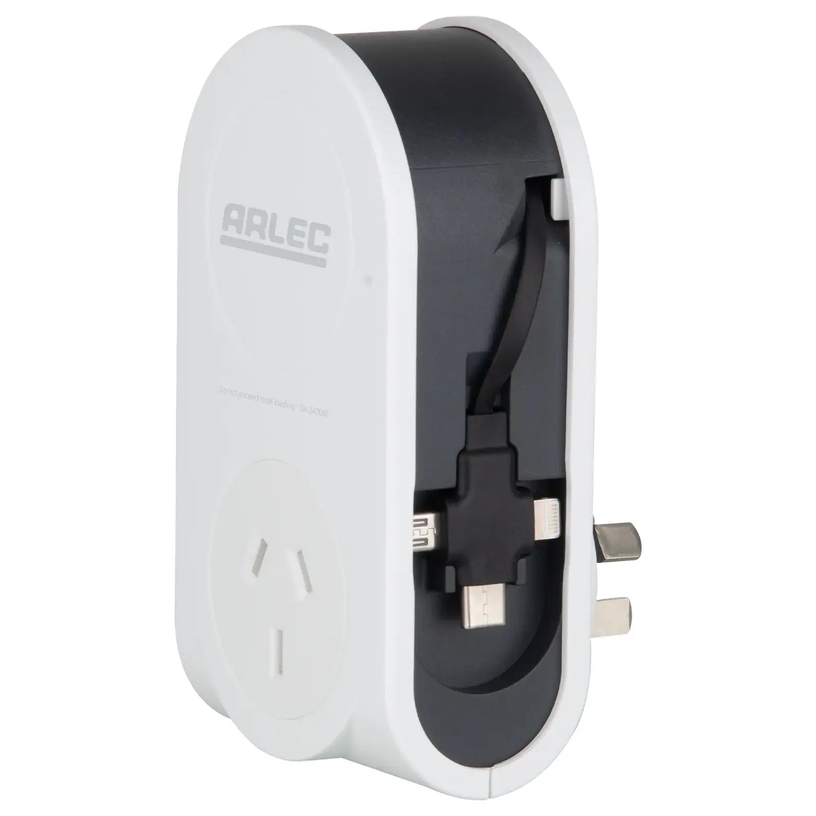 Retractable USB charger adaptor with extra USB port – Arlec 3-in-1 design