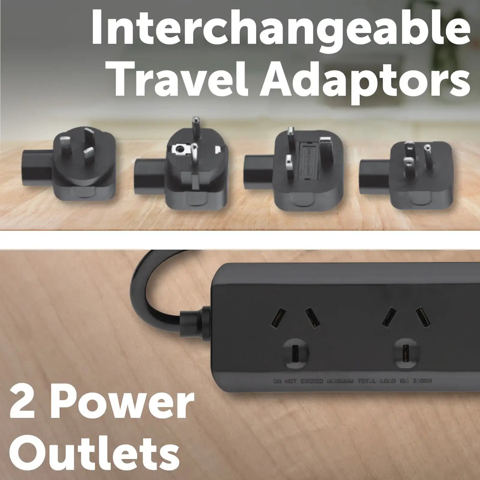Arlec Travel Adaptor Kit Powerboard with PD30W USB C – travel power adaptor with USB C, rapid charge, compact powerboard for overseas use