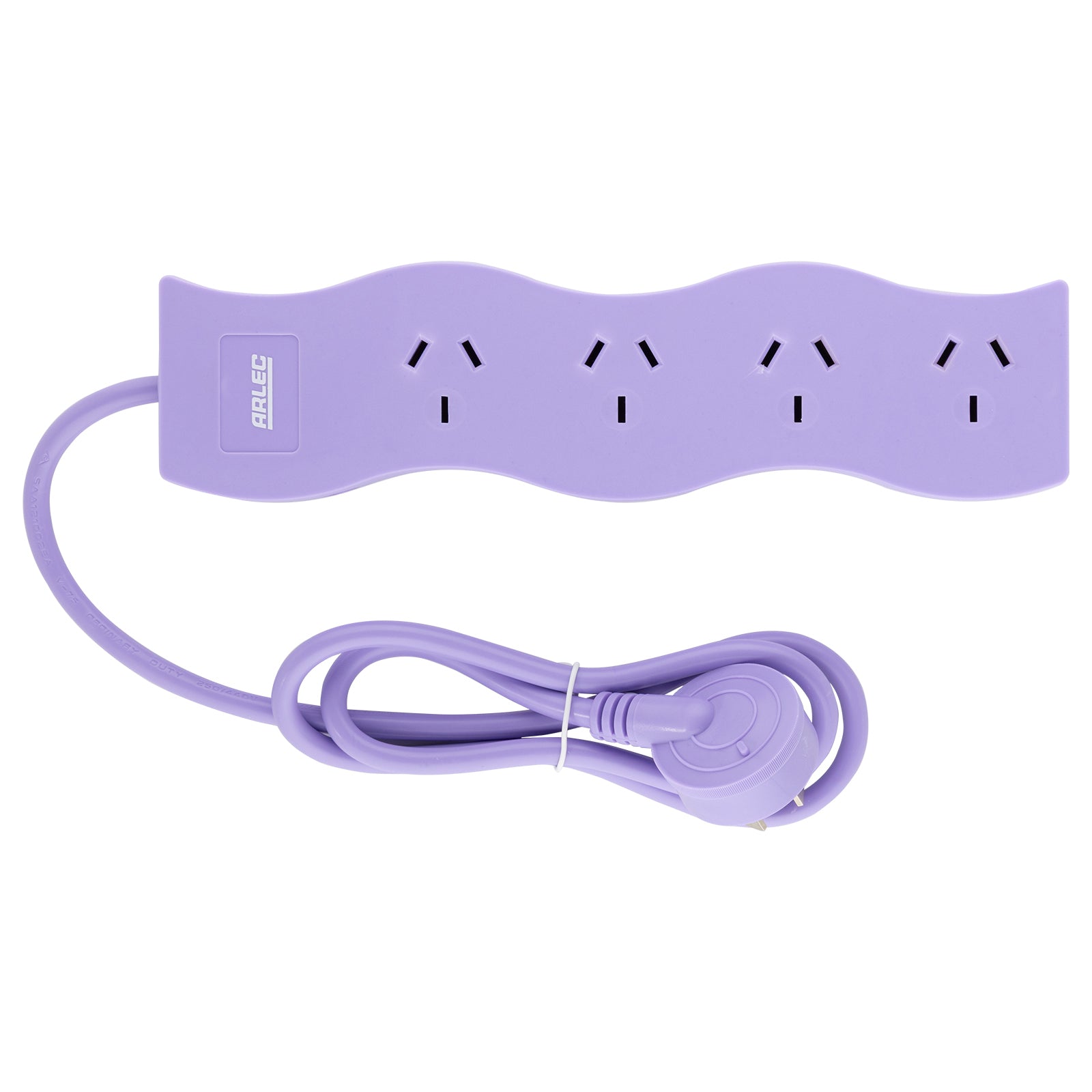 4 outlet lilac powerboard – wave – lilac colored wave style powerboard for decorative interiors