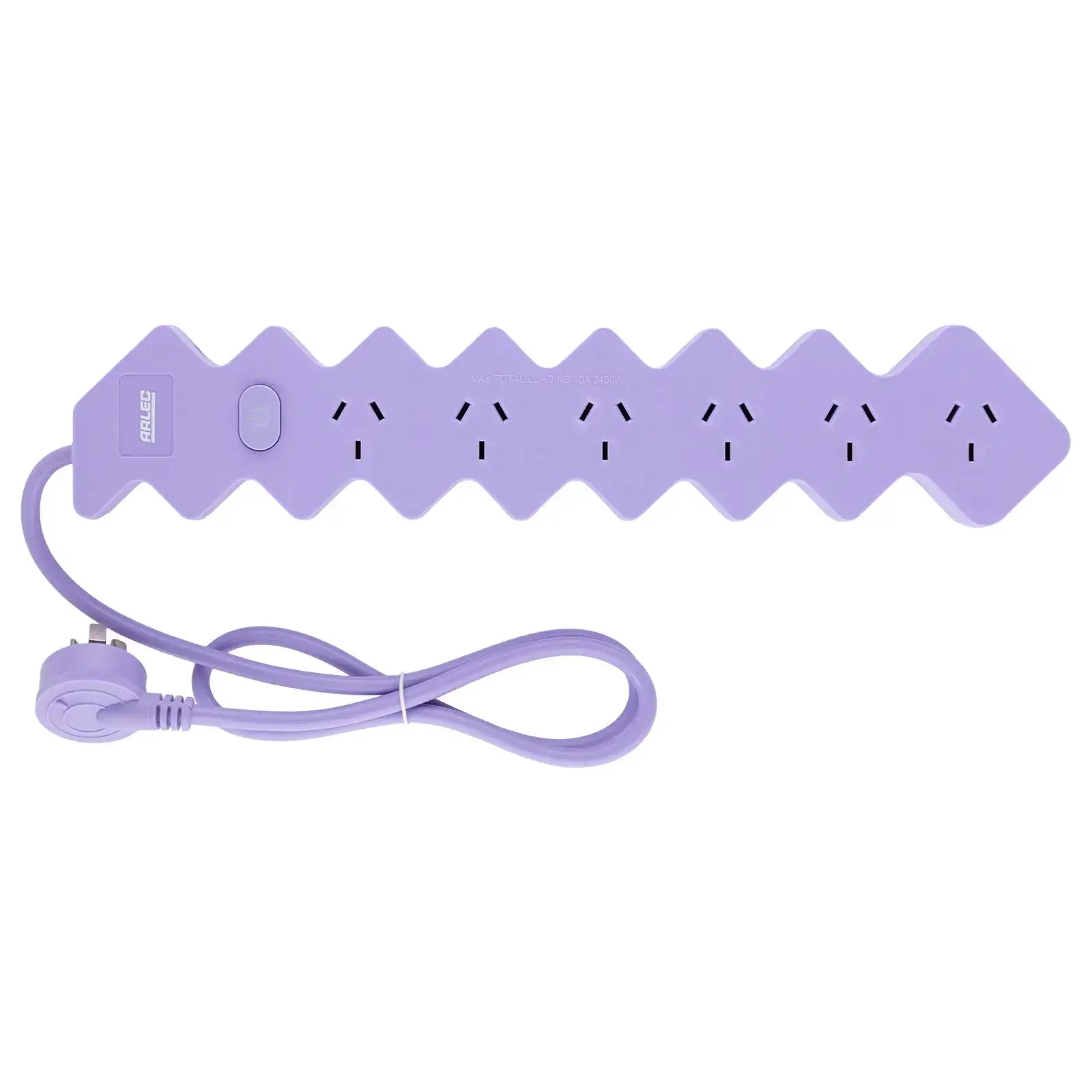 6 outlet lilac powerboard – colored extension board with six outlets