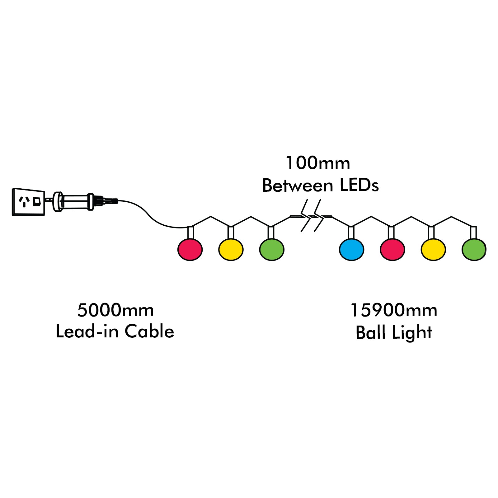 Arlec 160 LED RGB smart ball lights – Wi-Fi app-controlled decorative string lighting