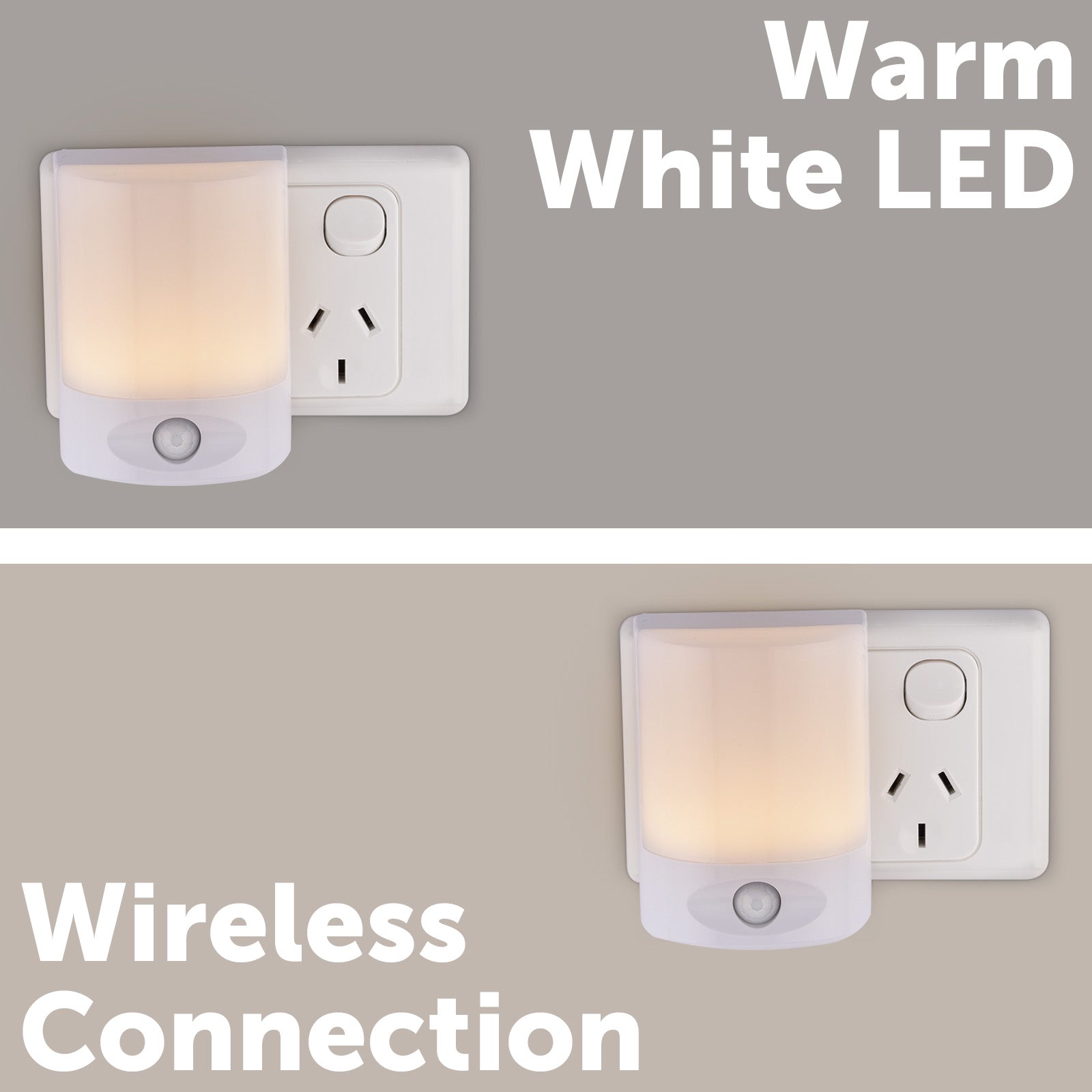 Arlec twin pack rectangle ambient LED nightlights with motion sensor and linkable function