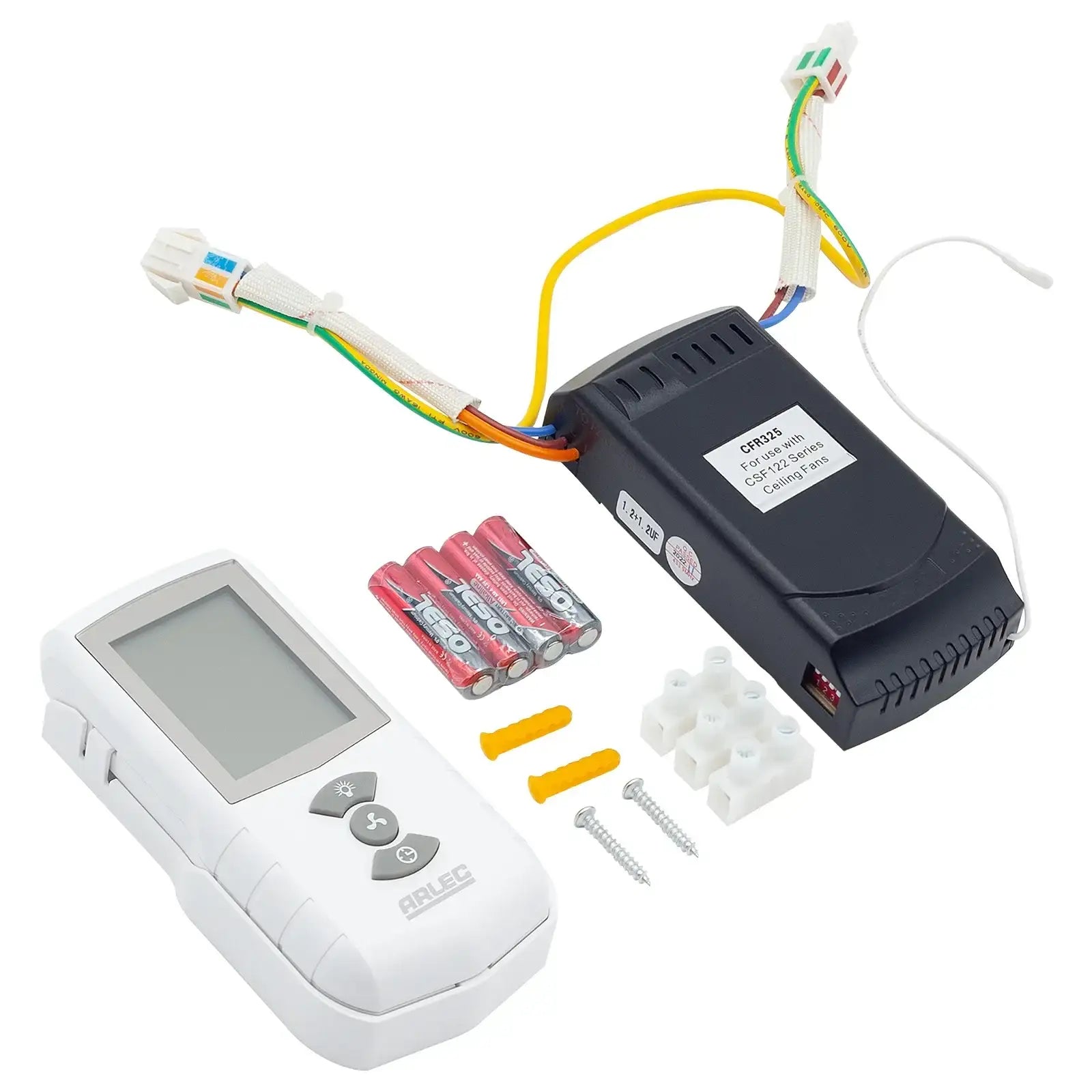 arlec remote control fan kit – universal remote for ceiling fans; fan and light control unit; easy-to-use lcd fan controller