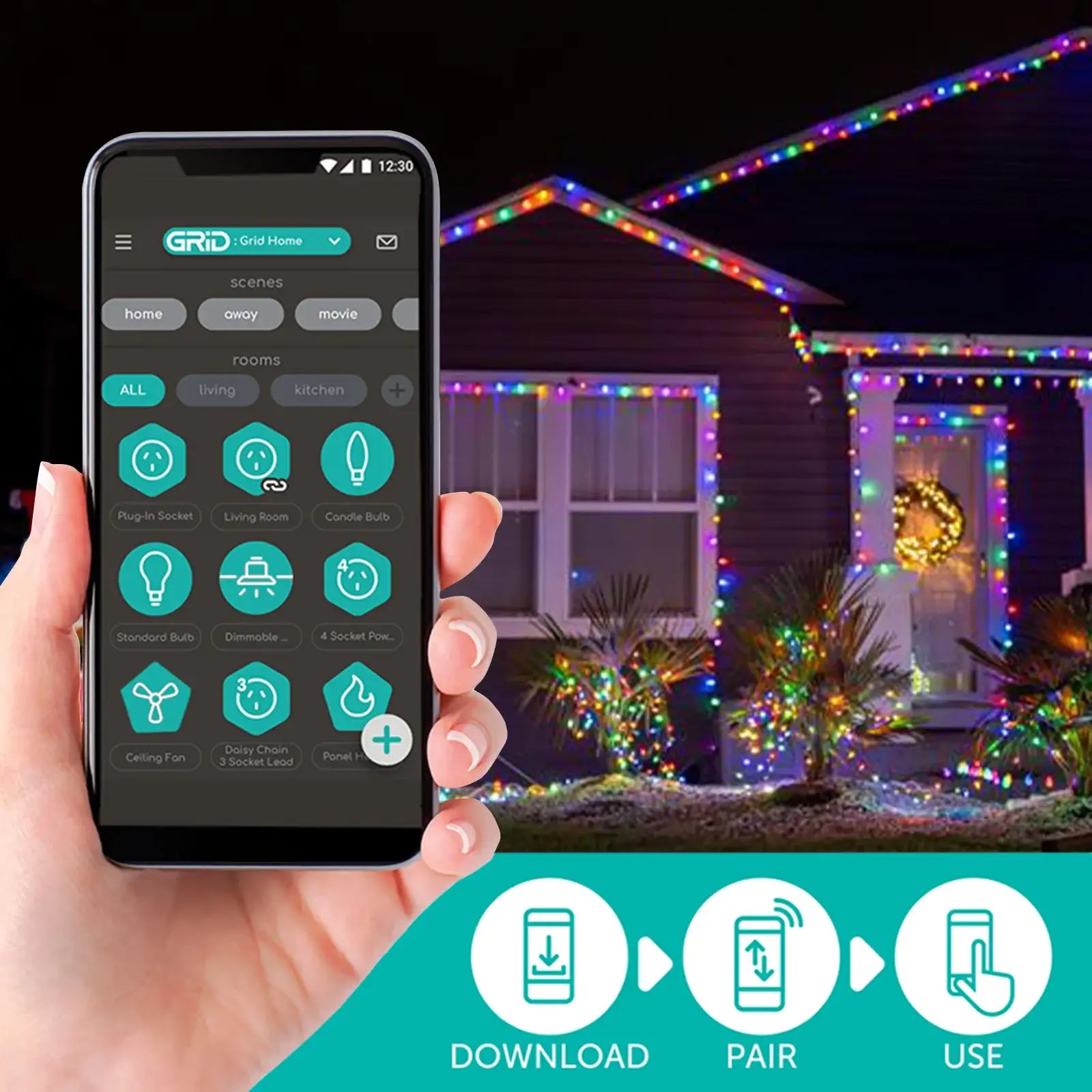 Arlec 800 LED smart bud lights – app-controlled multicolour string lighting for indoor outdoor use