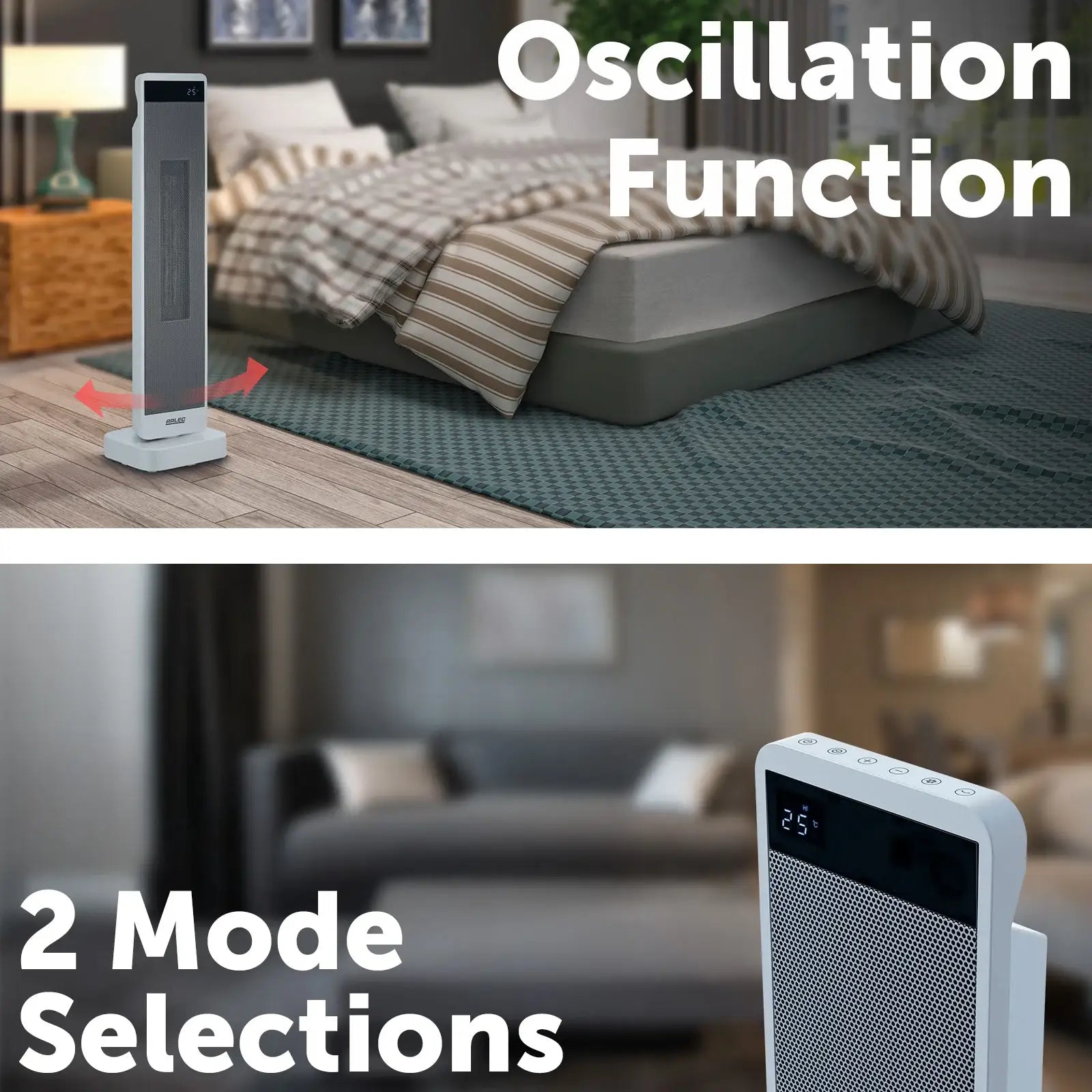 arlec 2400w smart tower heater – space-saving tower heater; grid connect room heater; remote control electric heater