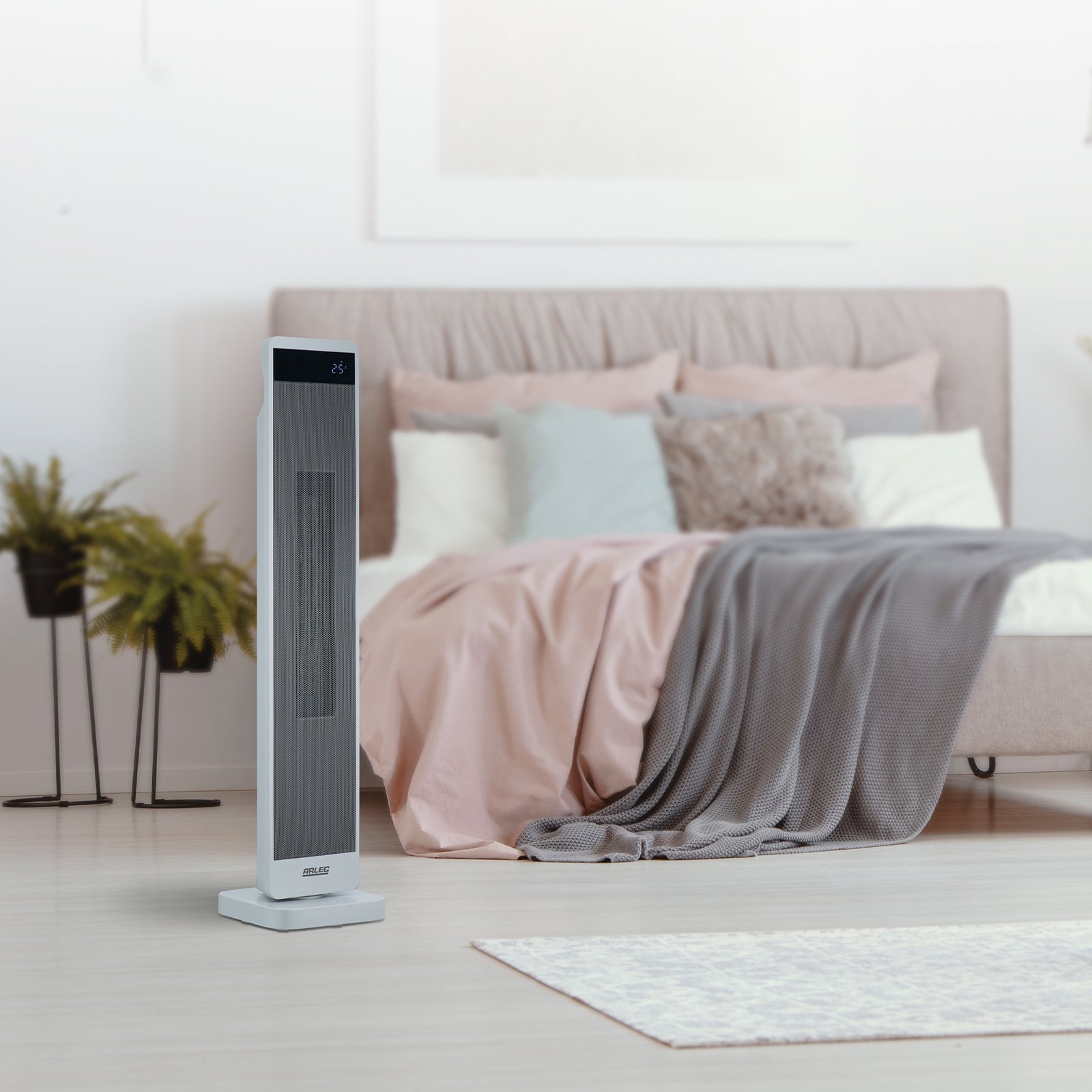 arlec 2400w smart tower heater – space-saving tower heater; grid connect room heater; remote control electric heater
