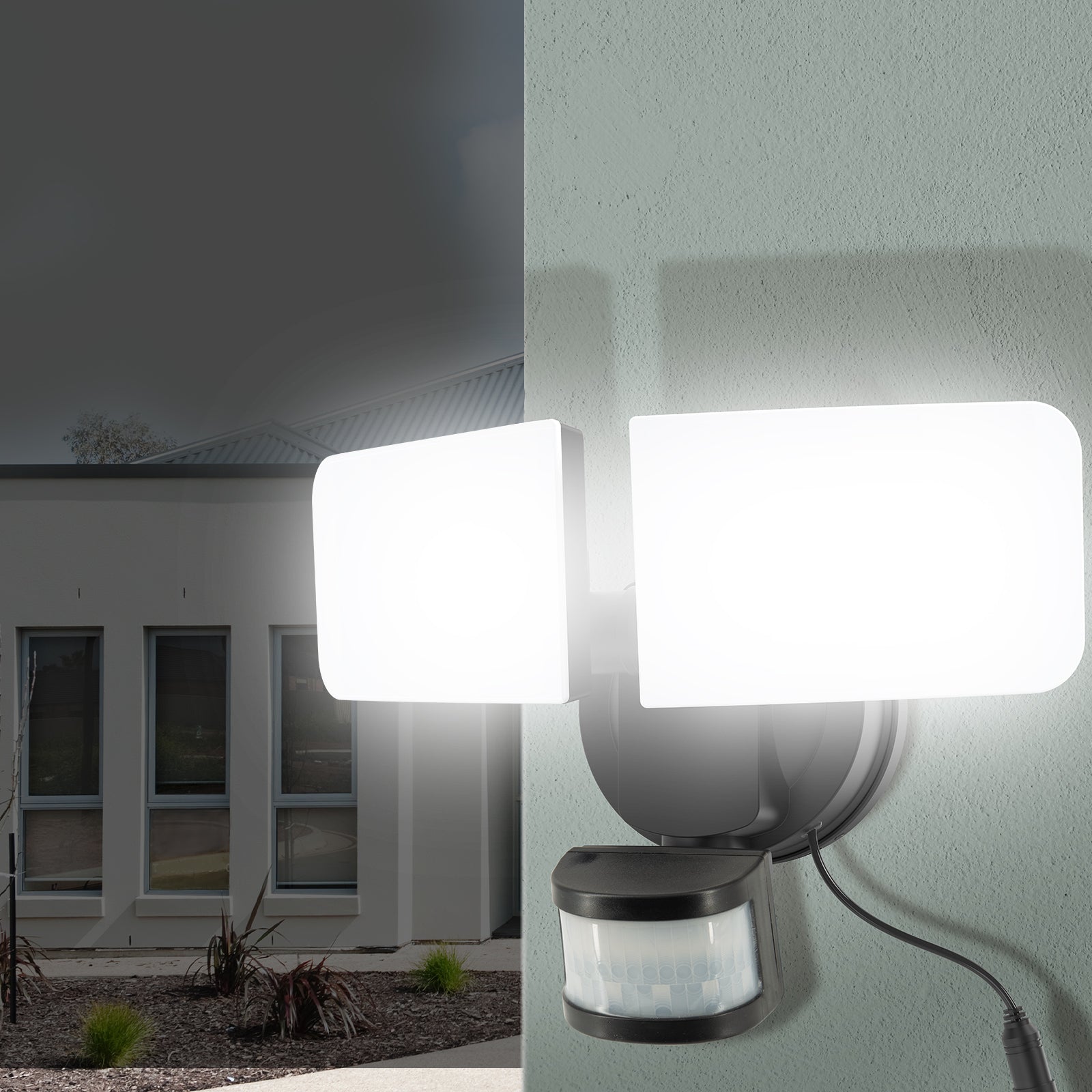 Arlec Solar Hybrid Powered Ketupa Twin Head Security Sensor Floodlight - solar powered light, motion sensor light, outdoor security light
