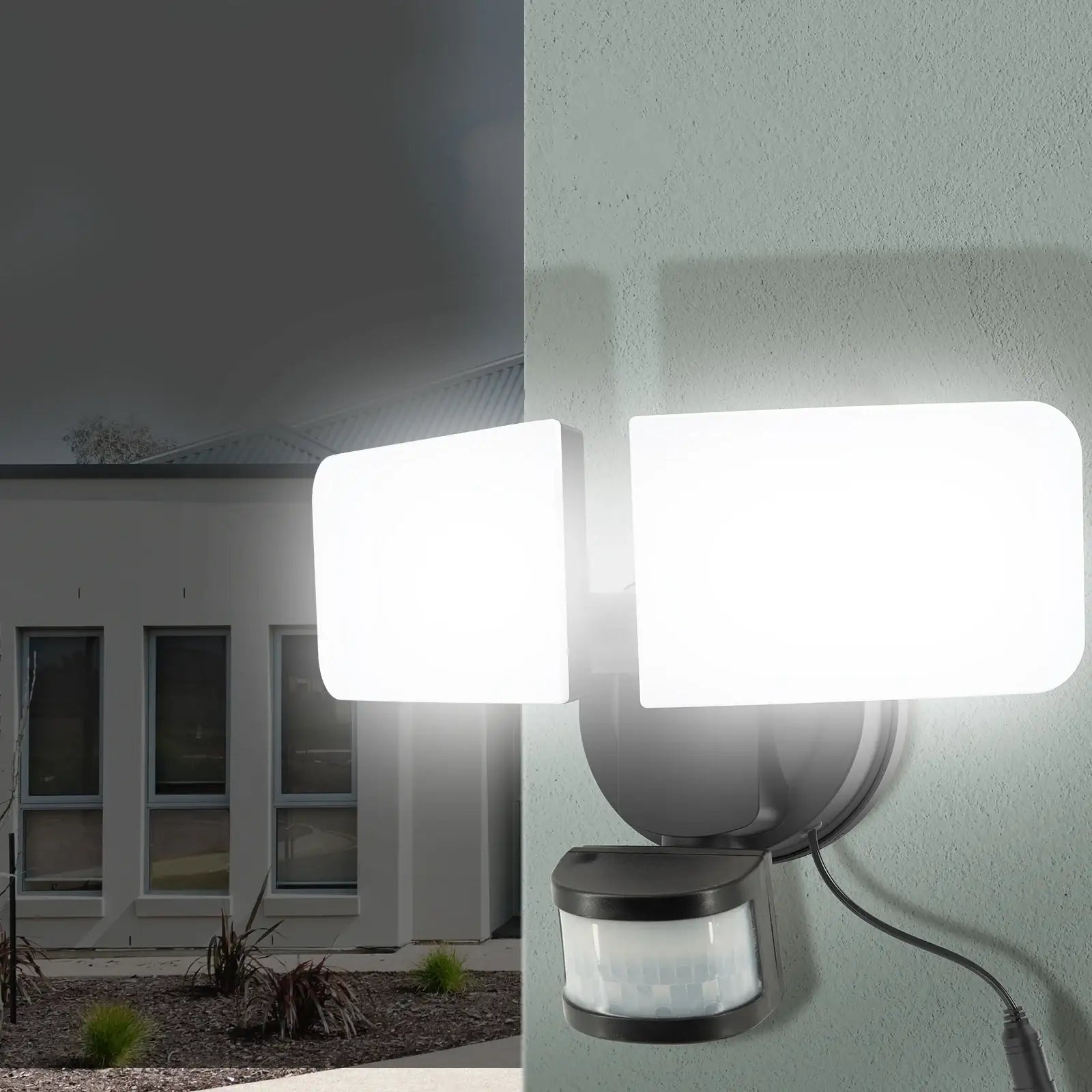 Arlec Solar Hybrid Powered Ketupa Twin Head Security Sensor Floodlight - solar powered light, motion sensor light, outdoor security light