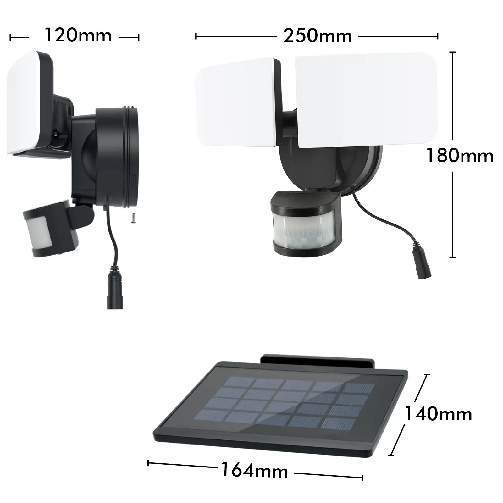 Arlec Solar Hybrid Powered Ketupa Twin Head Security Sensor Floodlight - solar powered light, motion sensor light, outdoor security light