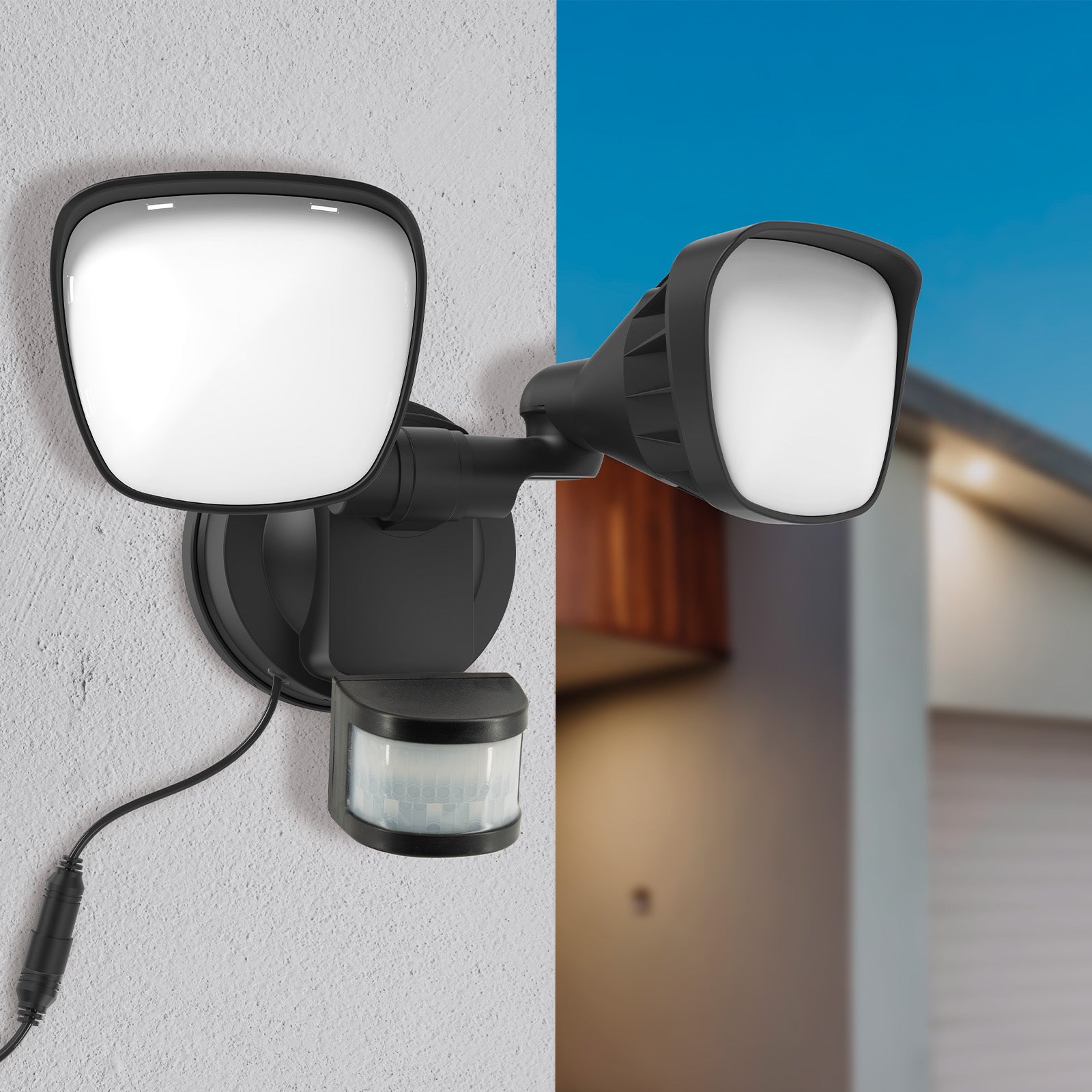 Arlec Solar Hybrid Powered SURNIA Twin Head Security Sensor Floodlight - solar powered light, motion sensor light, outdoor security light