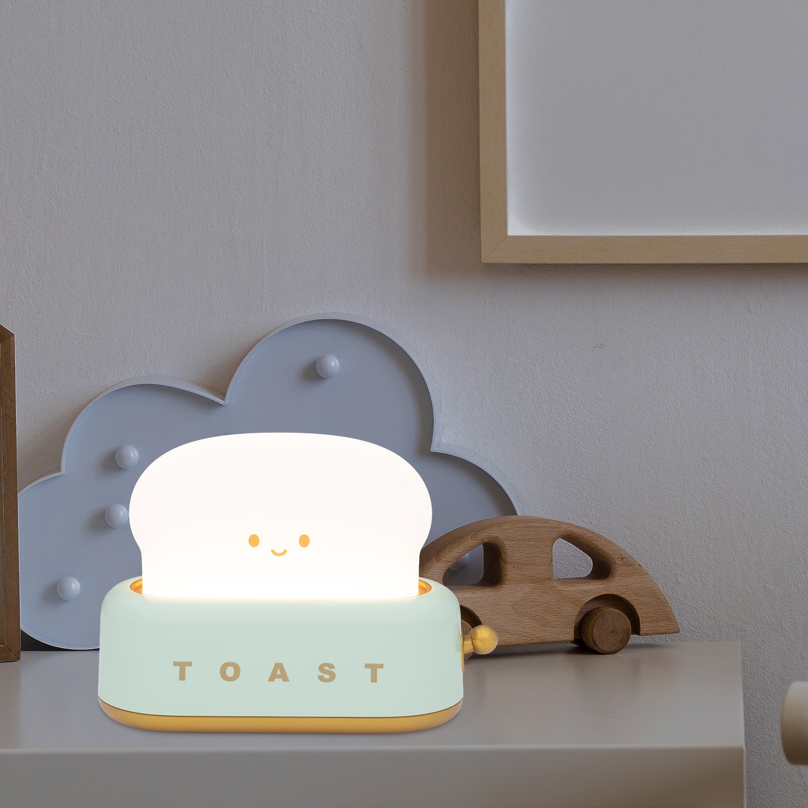 Arlec rechargeable toaster-shaped LED night light with soft ambient glow