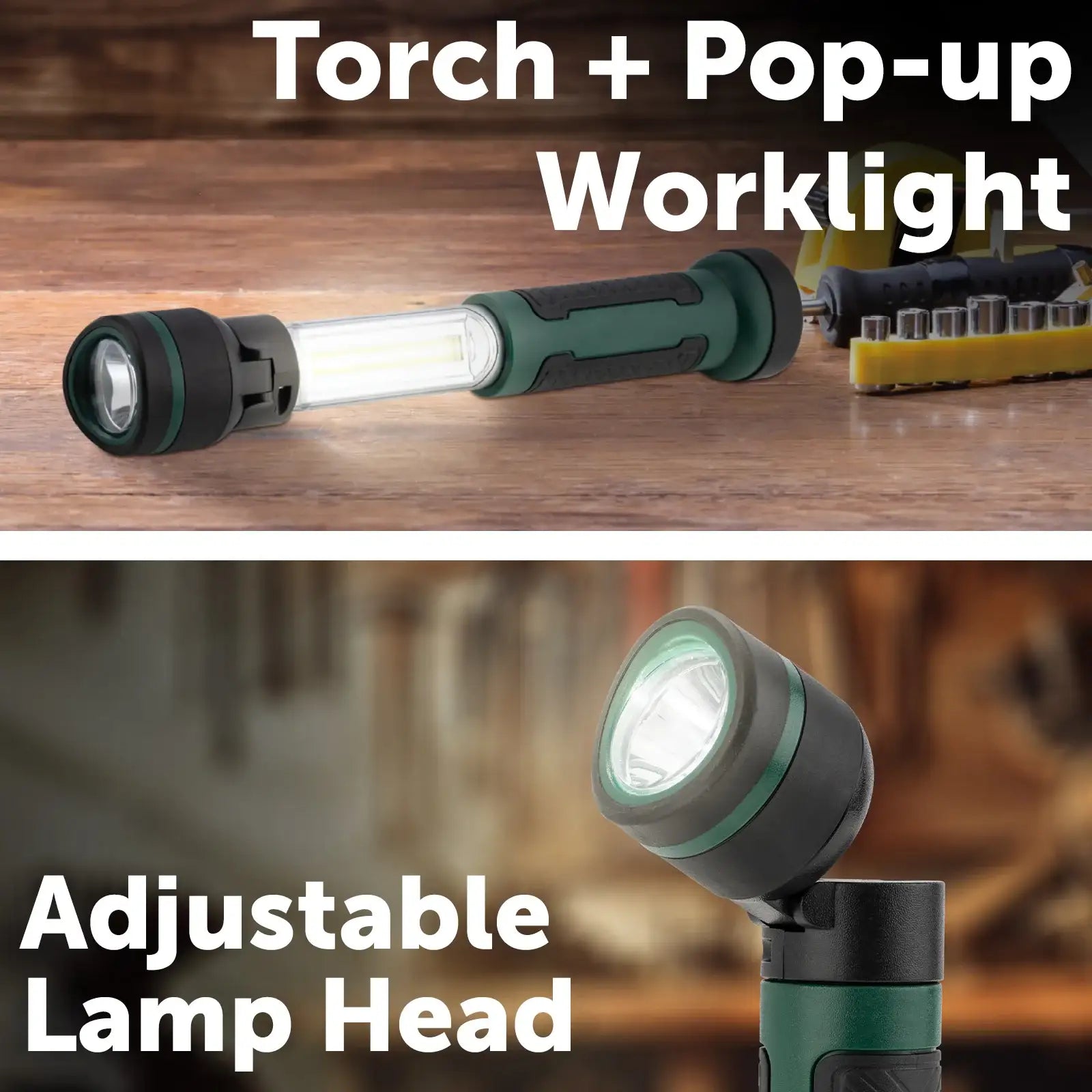 Arlec LED torch and pop-up worklight – magnetic base and adjustable head spotlight