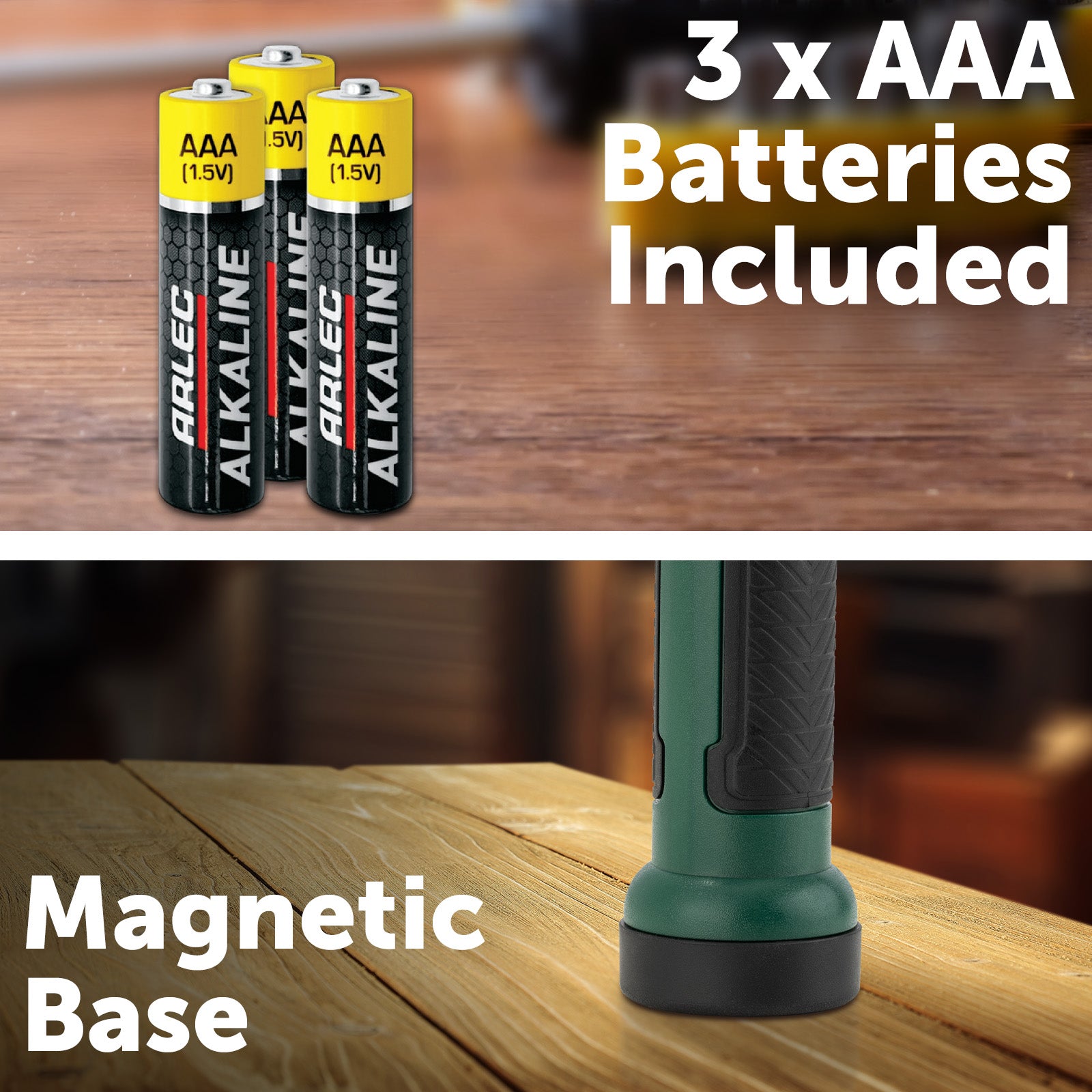 Arlec LED torch and pop-up worklight – magnetic base and adjustable head spotlight