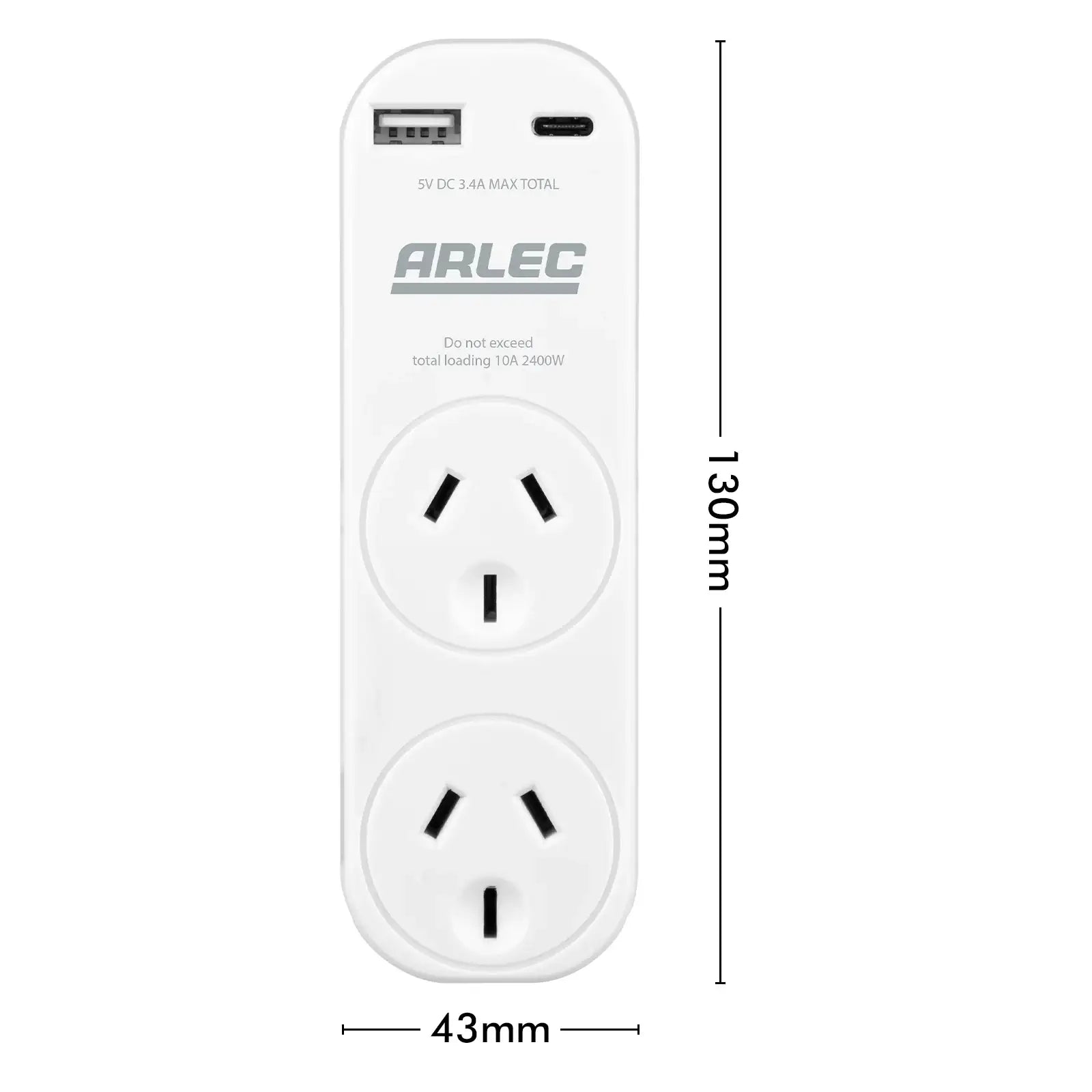 2 Outlet adaptor with x2 USB 2.4A – compact USB adaptor for home and office