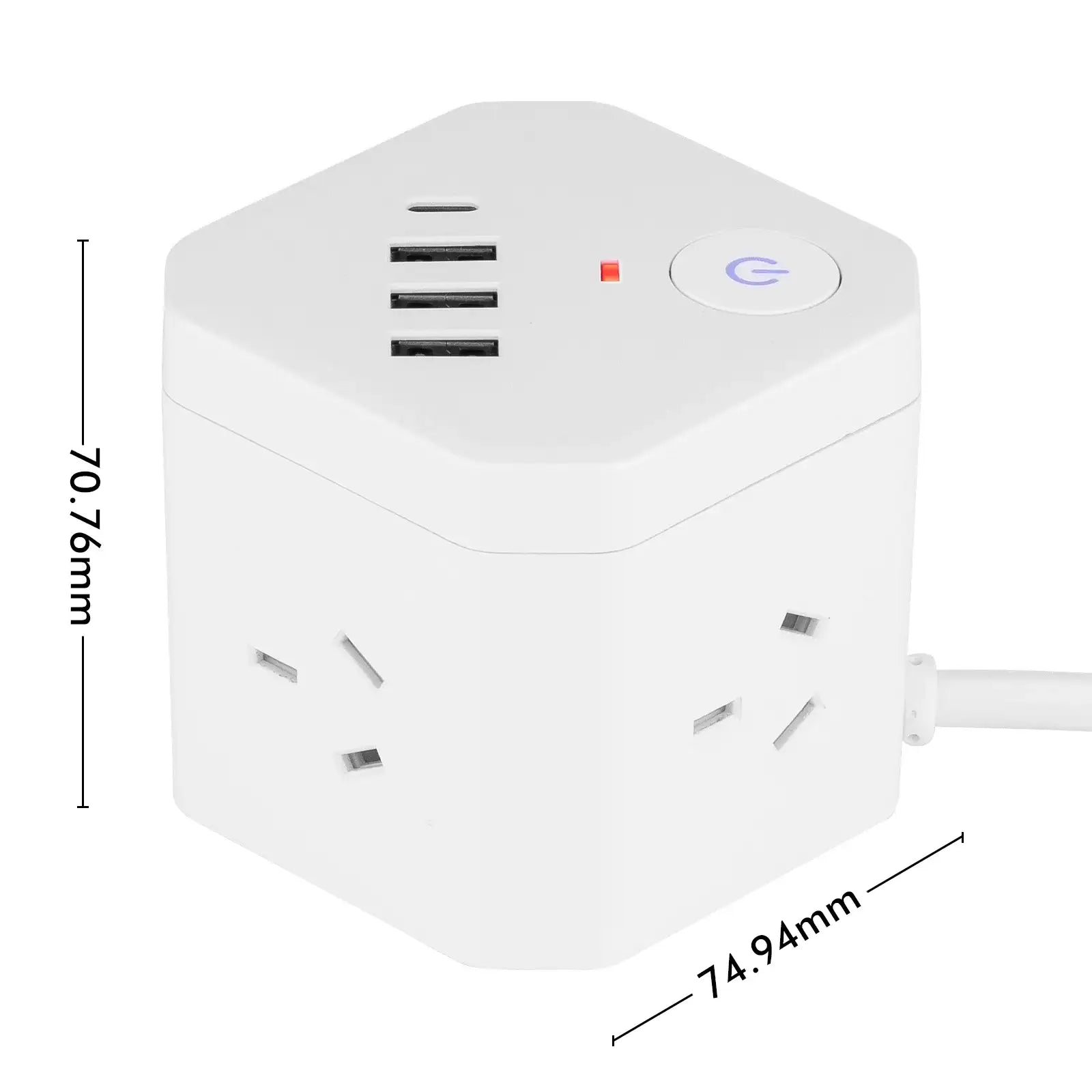 4 outlet power cube with USB 3A+1C – 3.4A – compact USB cube powerboard for fast charging