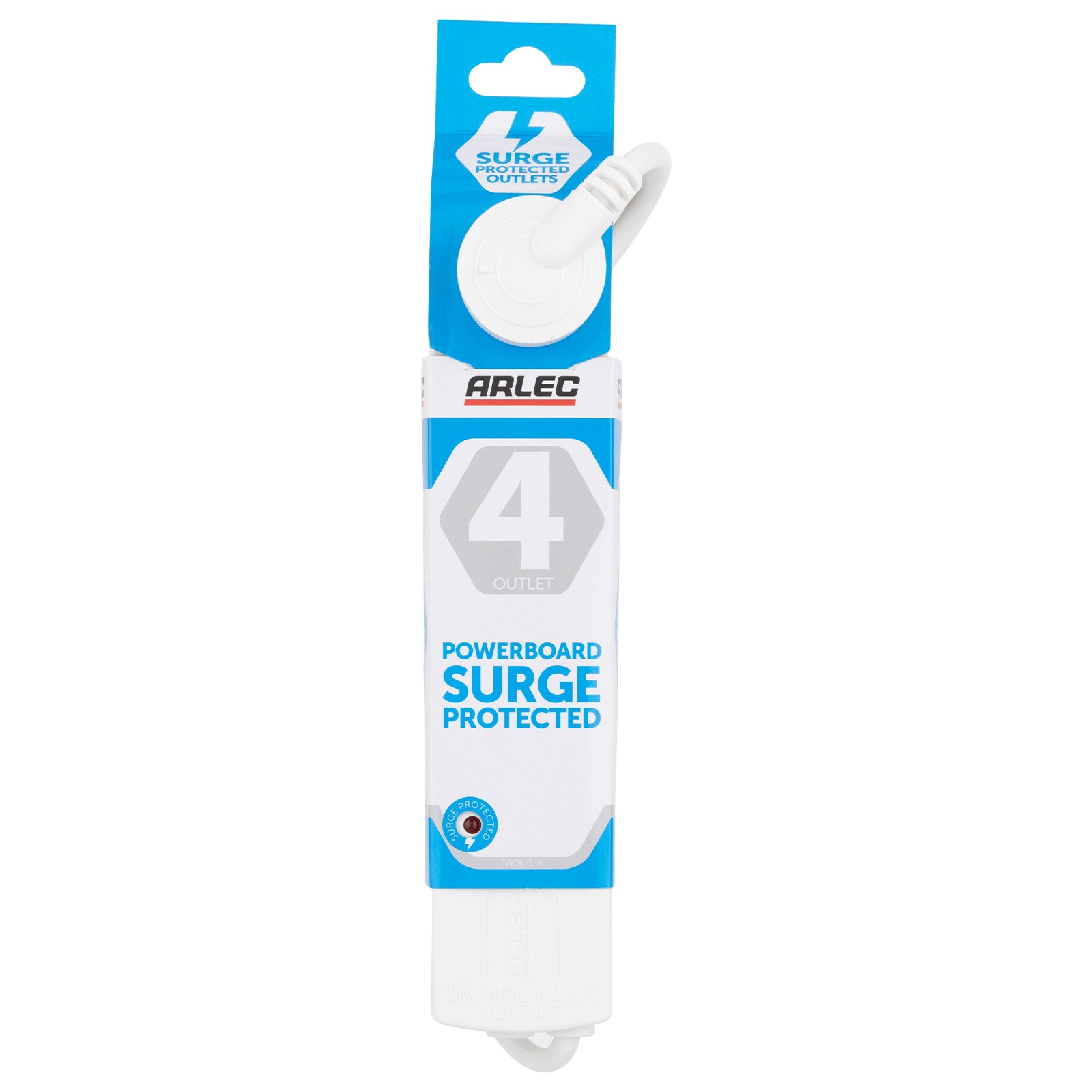 4 Outlet Surge Protected Powerboard – surge safe extension board for general household use