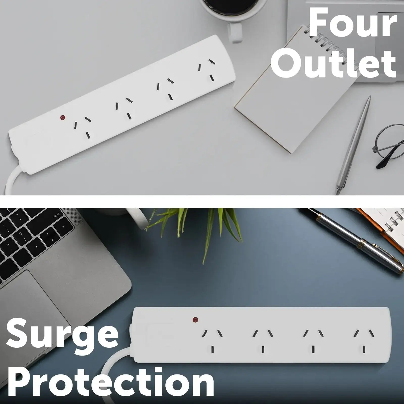 4 Outlet Surge Protected Powerboard – surge safe extension board for general household use