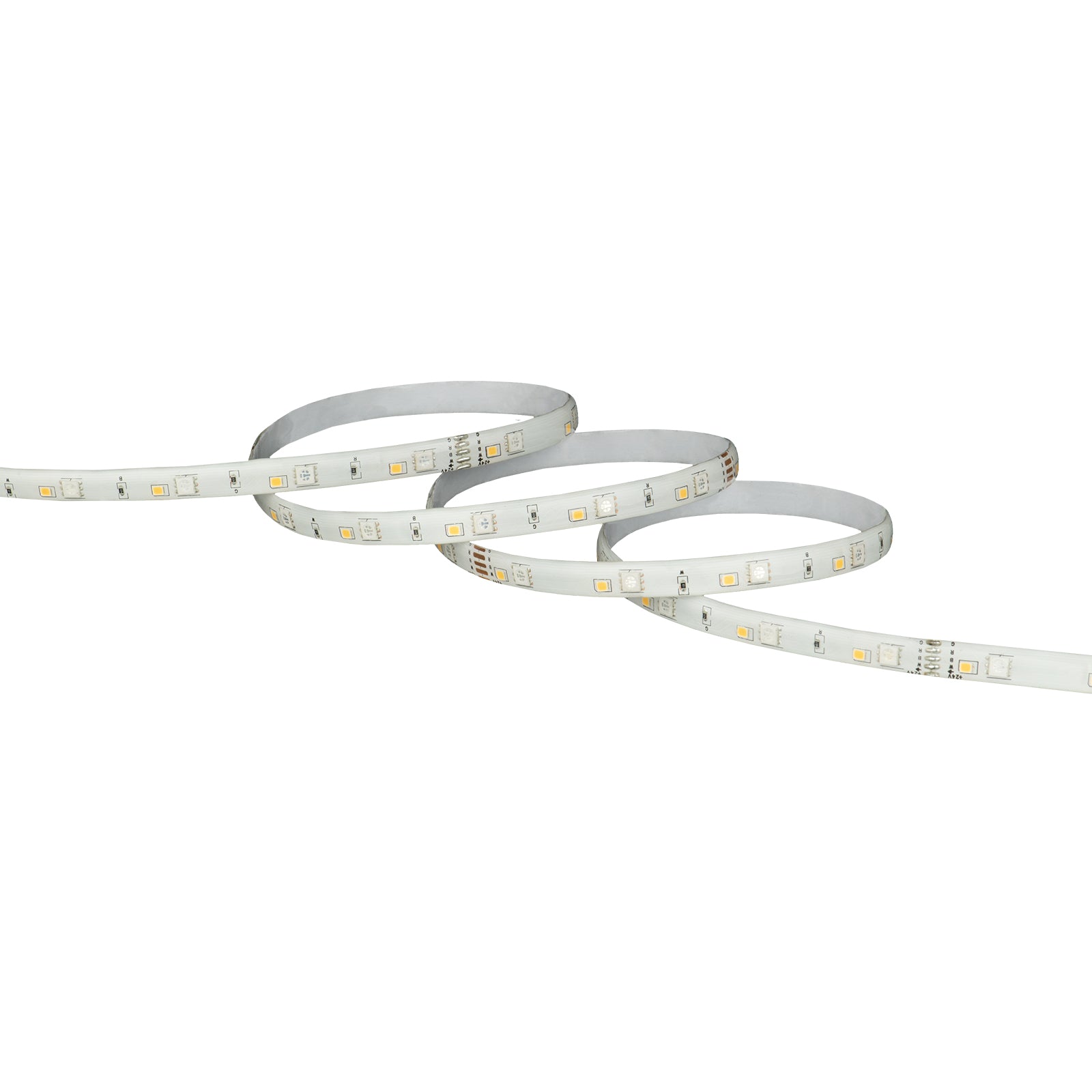 5m smart RGBW LED strip light with Wi-Fi control, adjustable brightness, and customizable lighting scenes