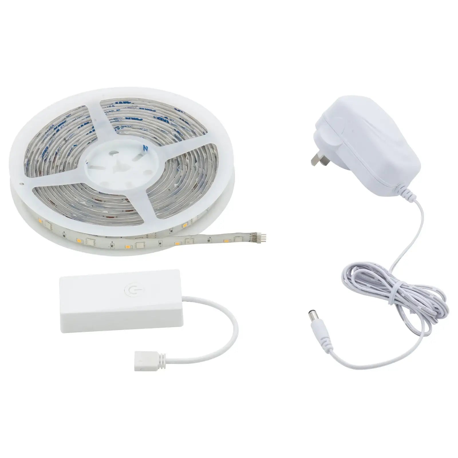 5m smart RGBW LED strip light with Wi-Fi control, adjustable brightness, and customizable lighting scenes