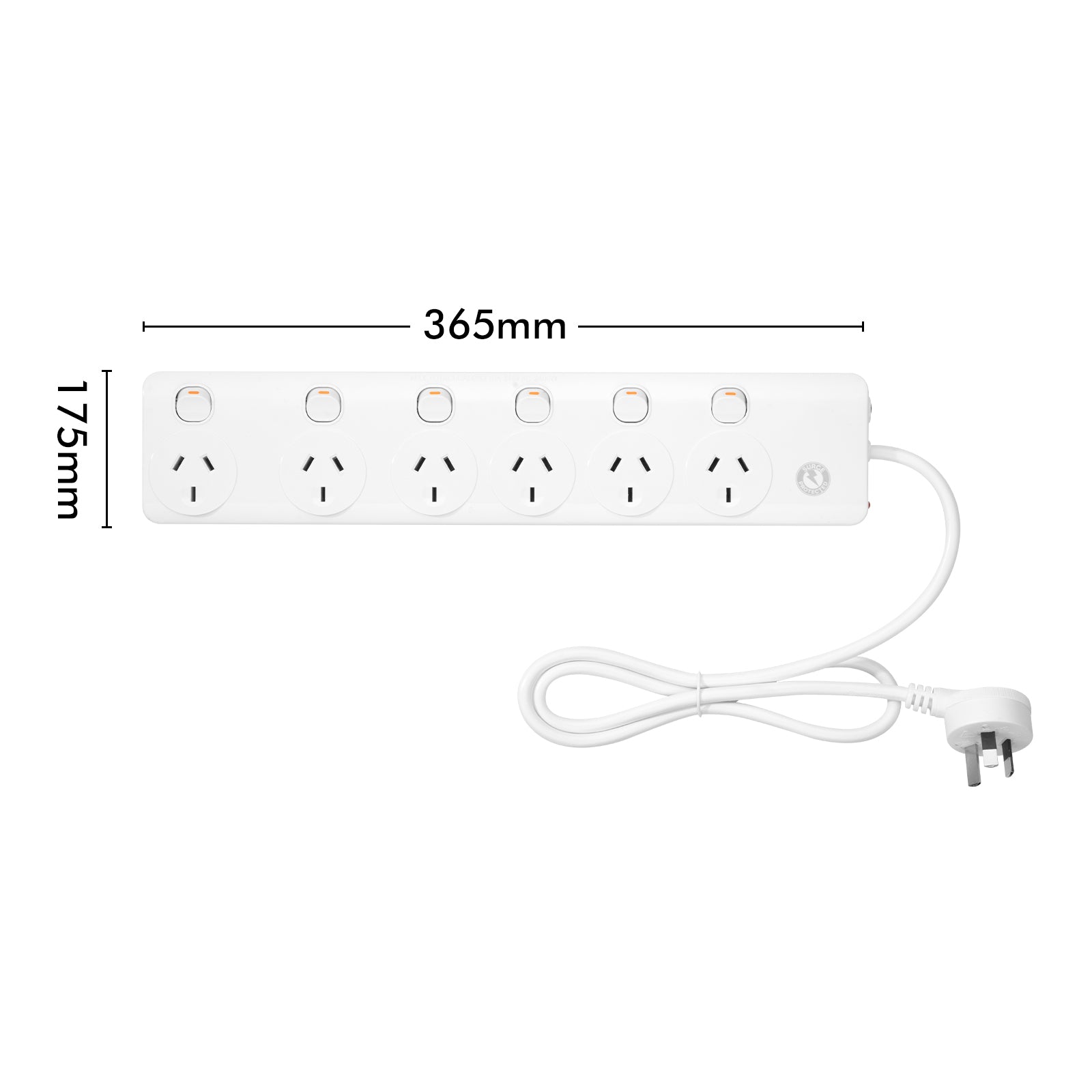 6 outlet 6 switch surge powerboard – multiple control surge board with 6 outlets