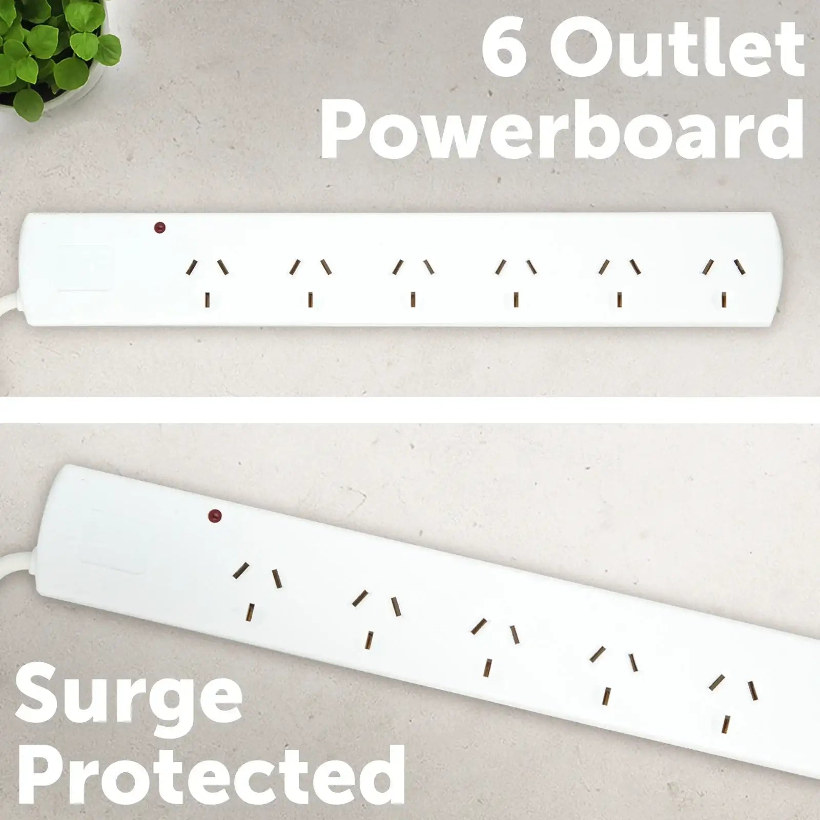 6 outlet surge protected power board (right angle plug) – right-angle power extension board with surge safety