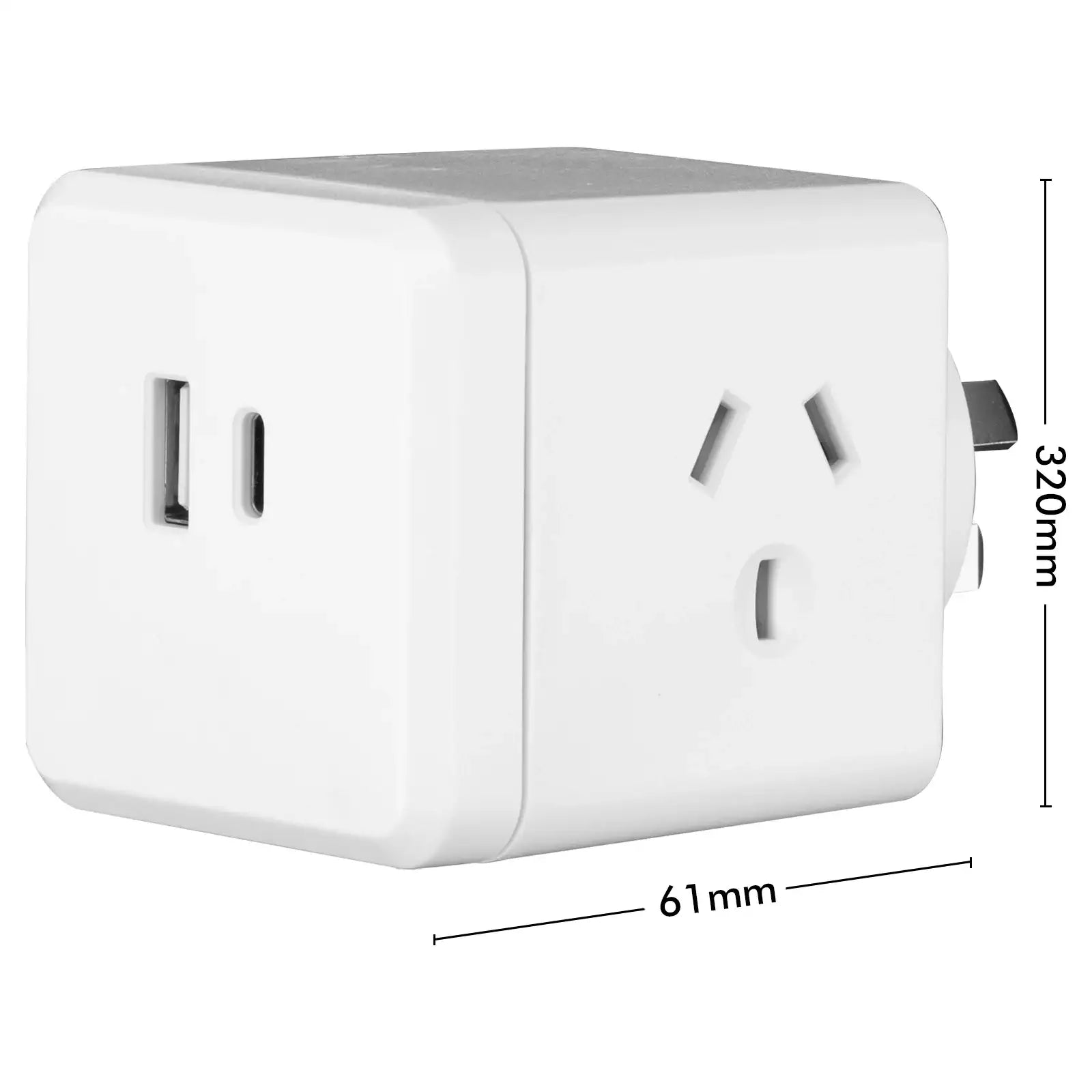 Power cube double adaptor with USB A & C ports – Arlec 3.4A charger