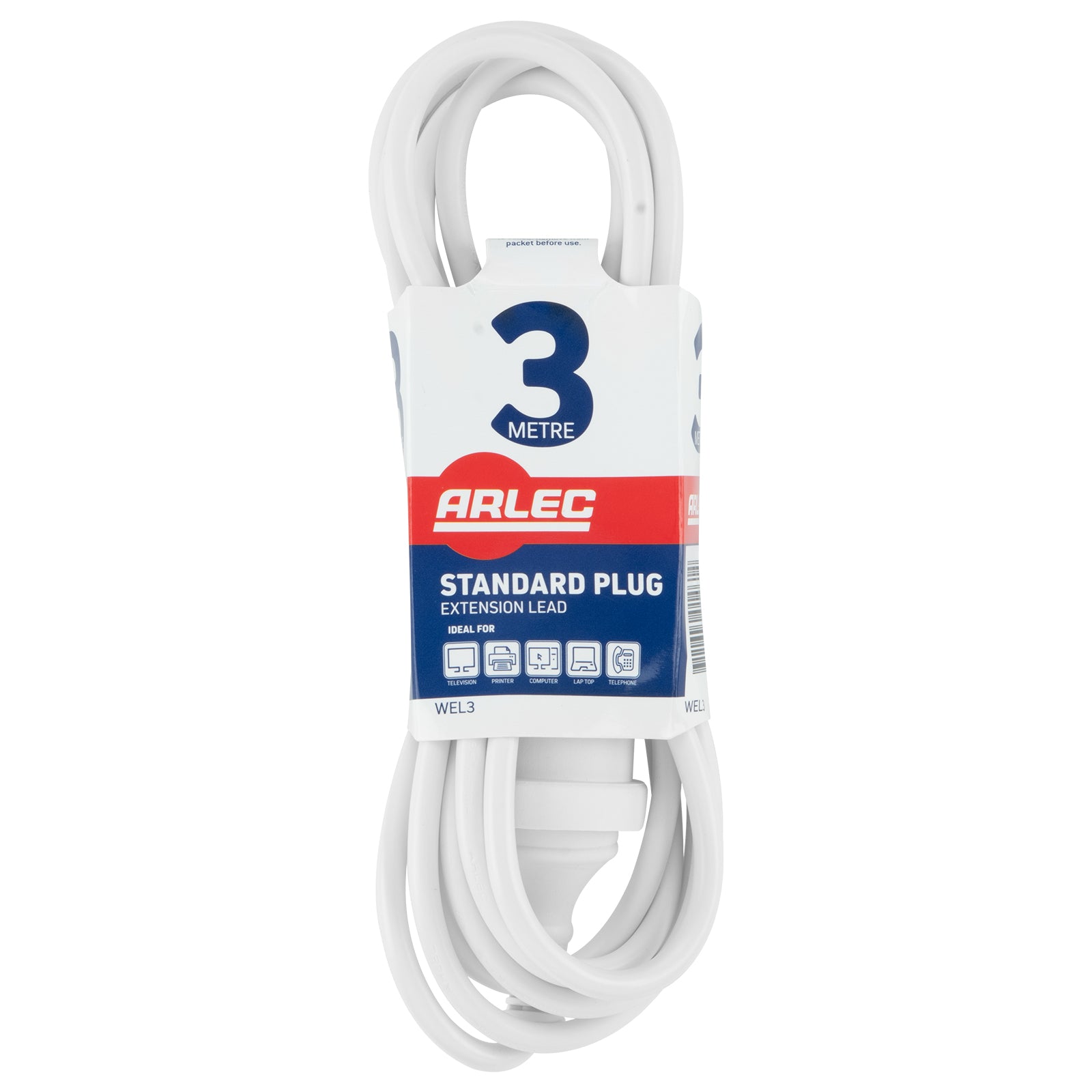 Domestic Extension Lead - 3m - 3m extension lead, home extension cable, indoor power supply