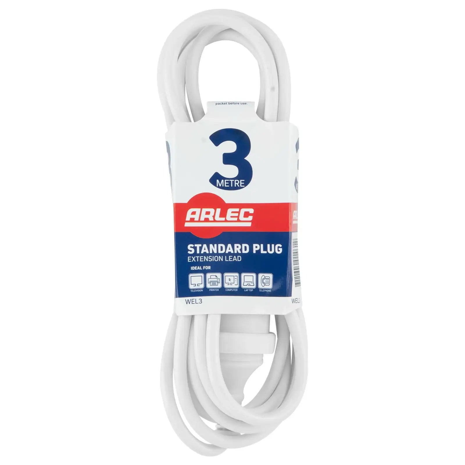 Domestic Extension Lead - 3m - 3m extension lead, home extension cable, indoor power supply