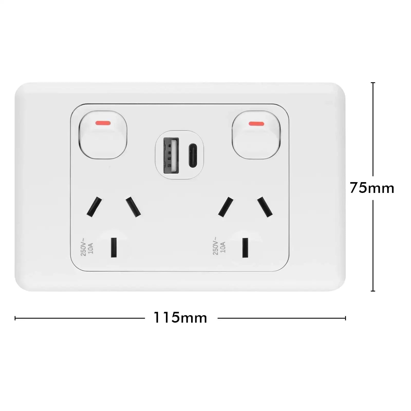 Arlec Double Power Point with USB A & C Charger for wall-mounted smart power