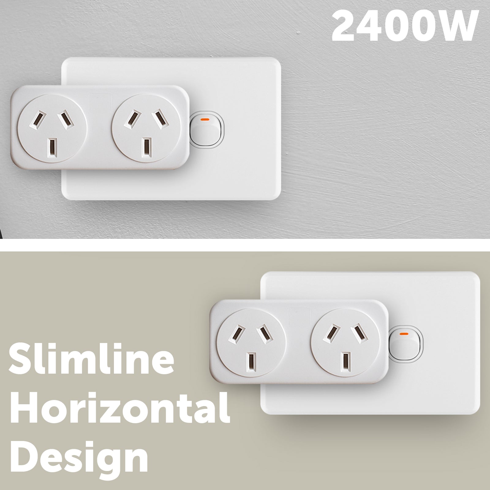 Left angle double power adaptor – Arlec compact side plug