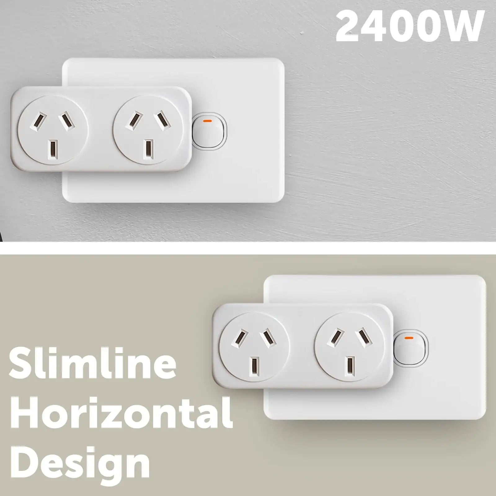 Left angle double power adaptor – Arlec compact side plug