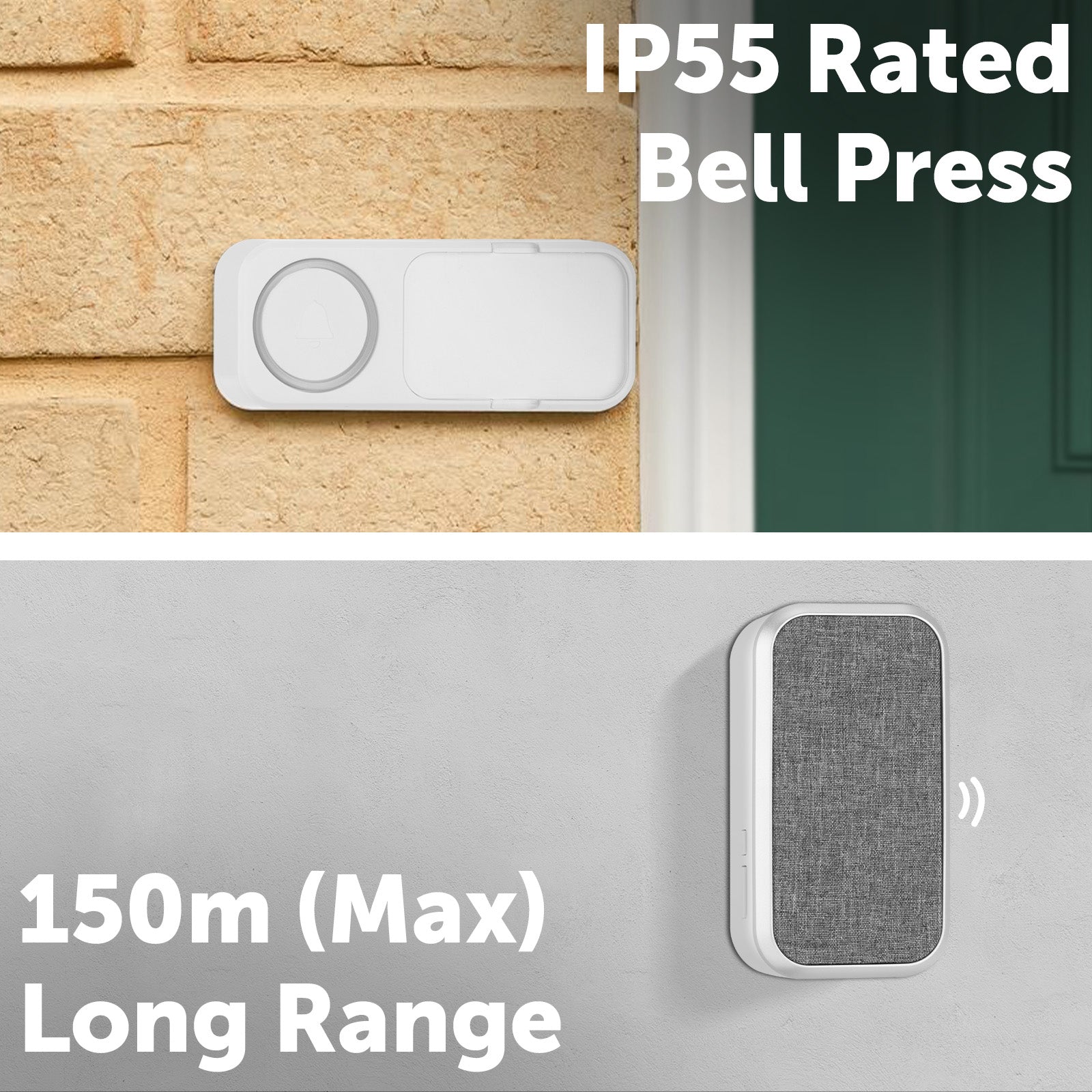 Arlec modern long range wireless door chime – cloth texture design