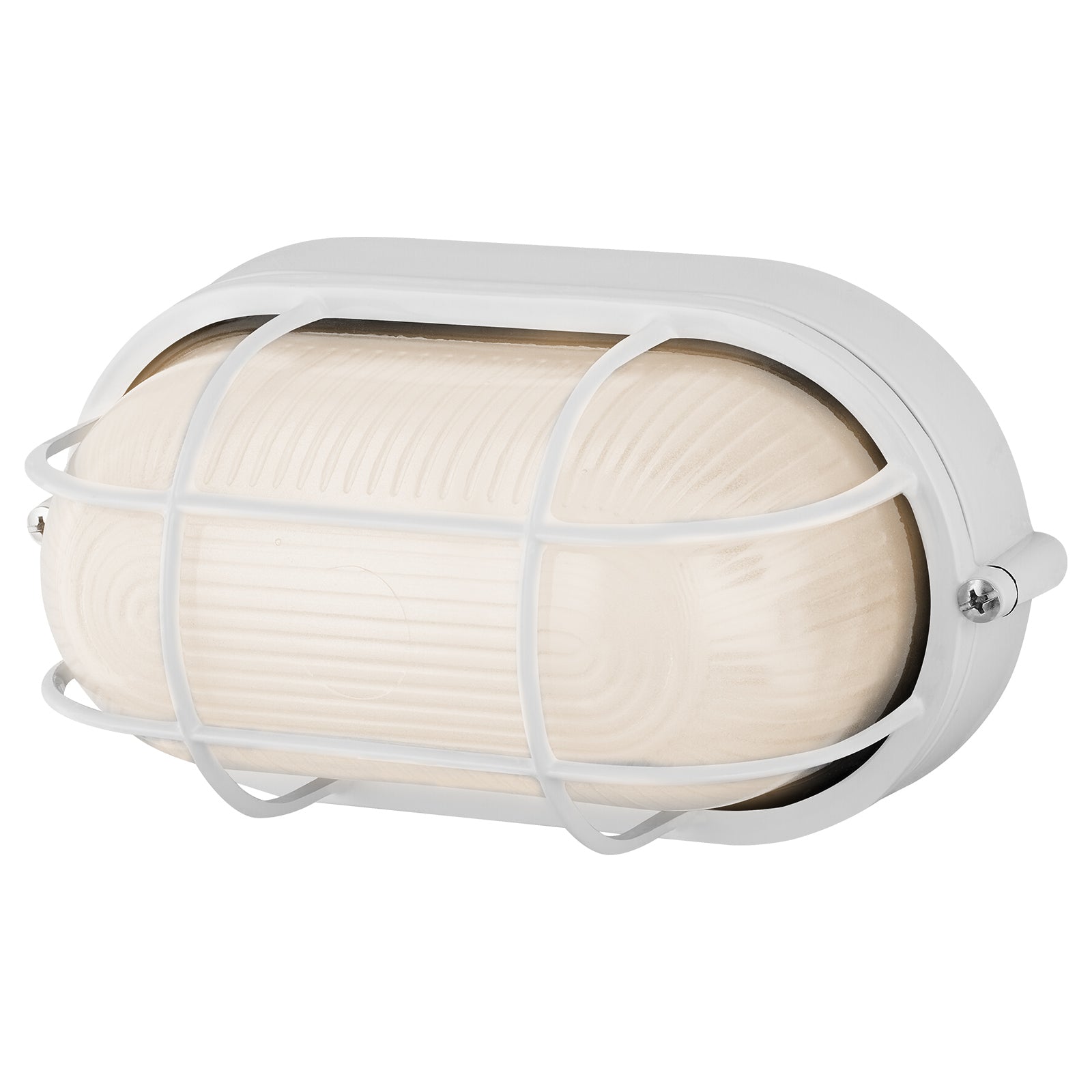 Arlec White Oval Caged Bunker Light - bunker wall light