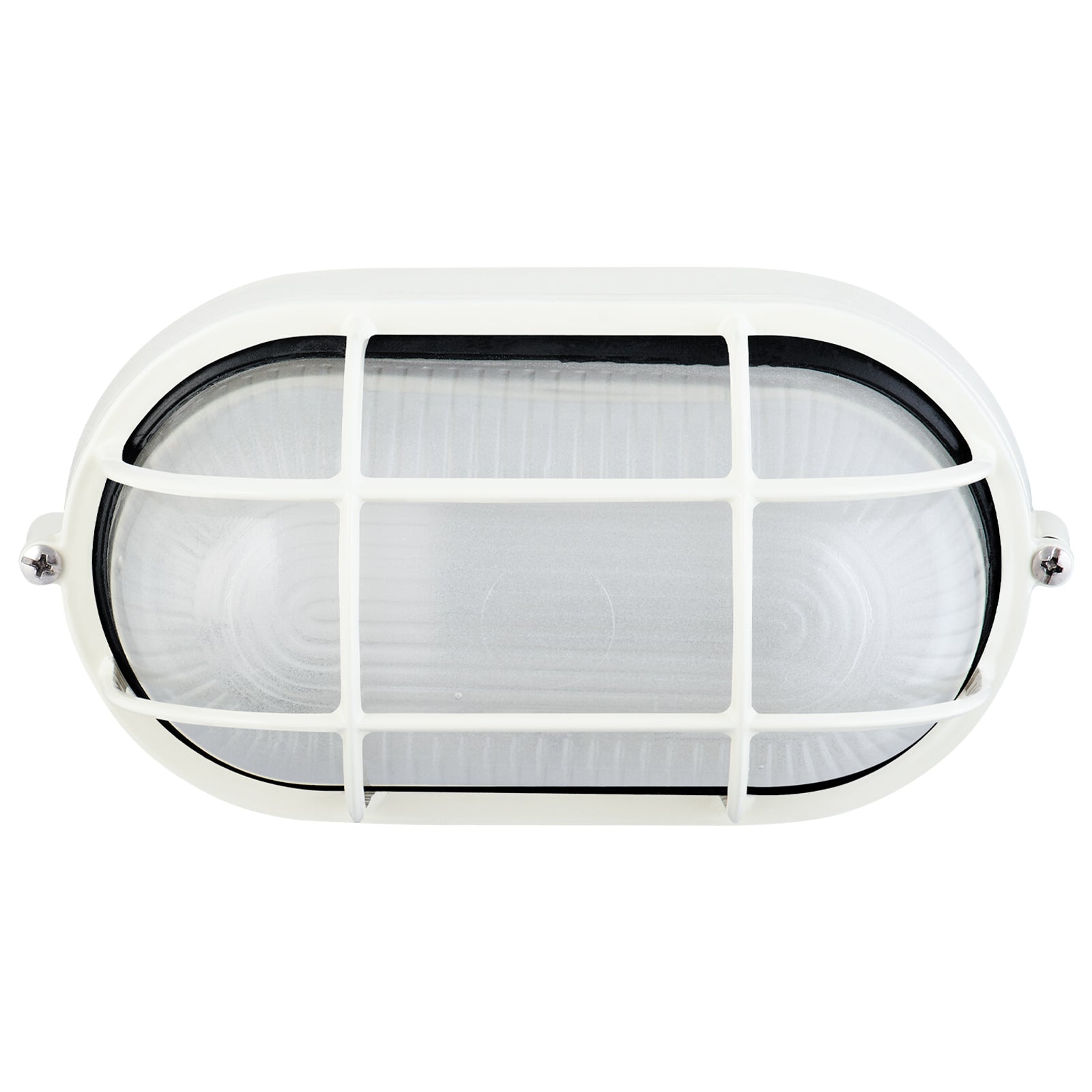 Arlec White Oval Caged Bunker Light - bunker wall light