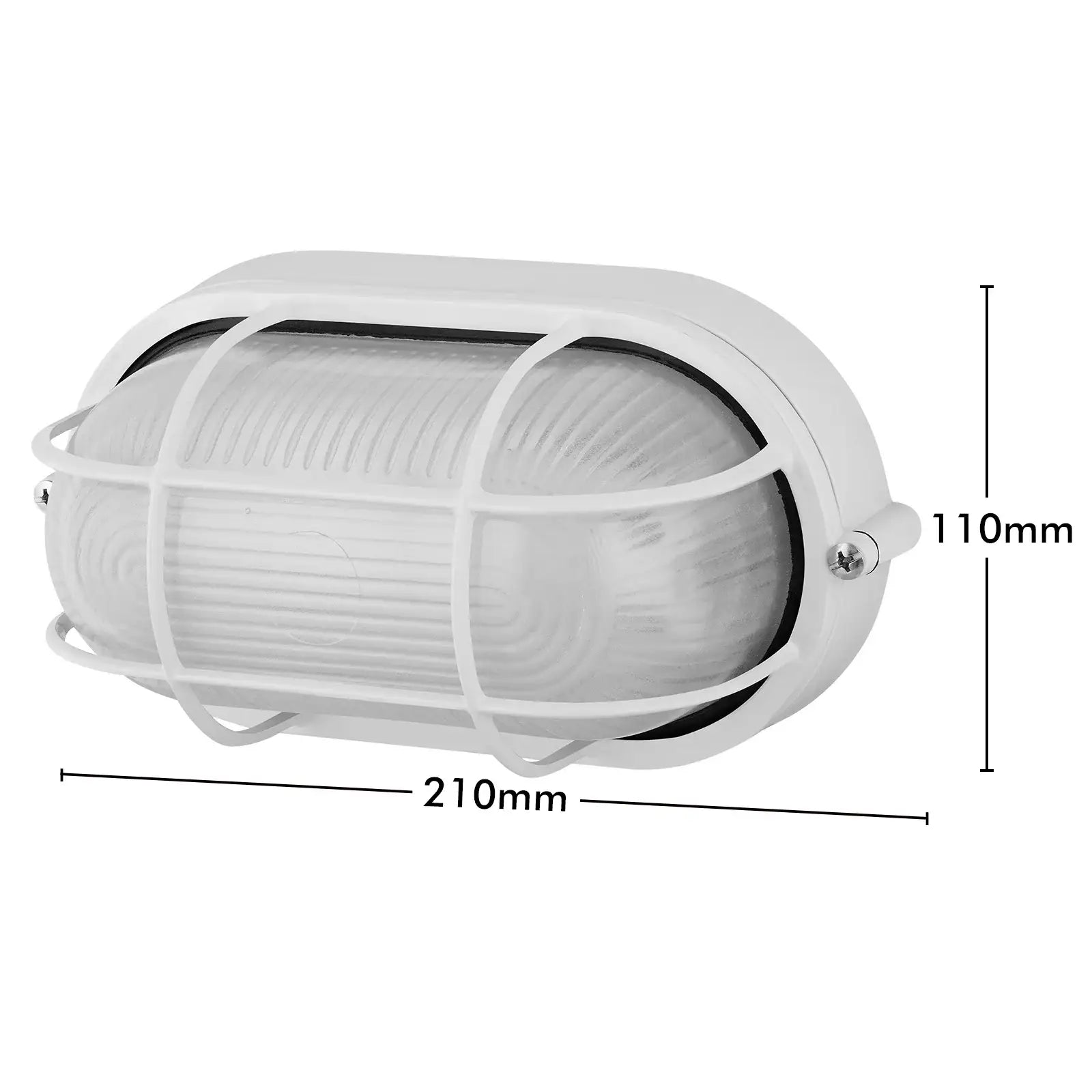 Arlec White Oval Caged Bunker Light - bunker wall light