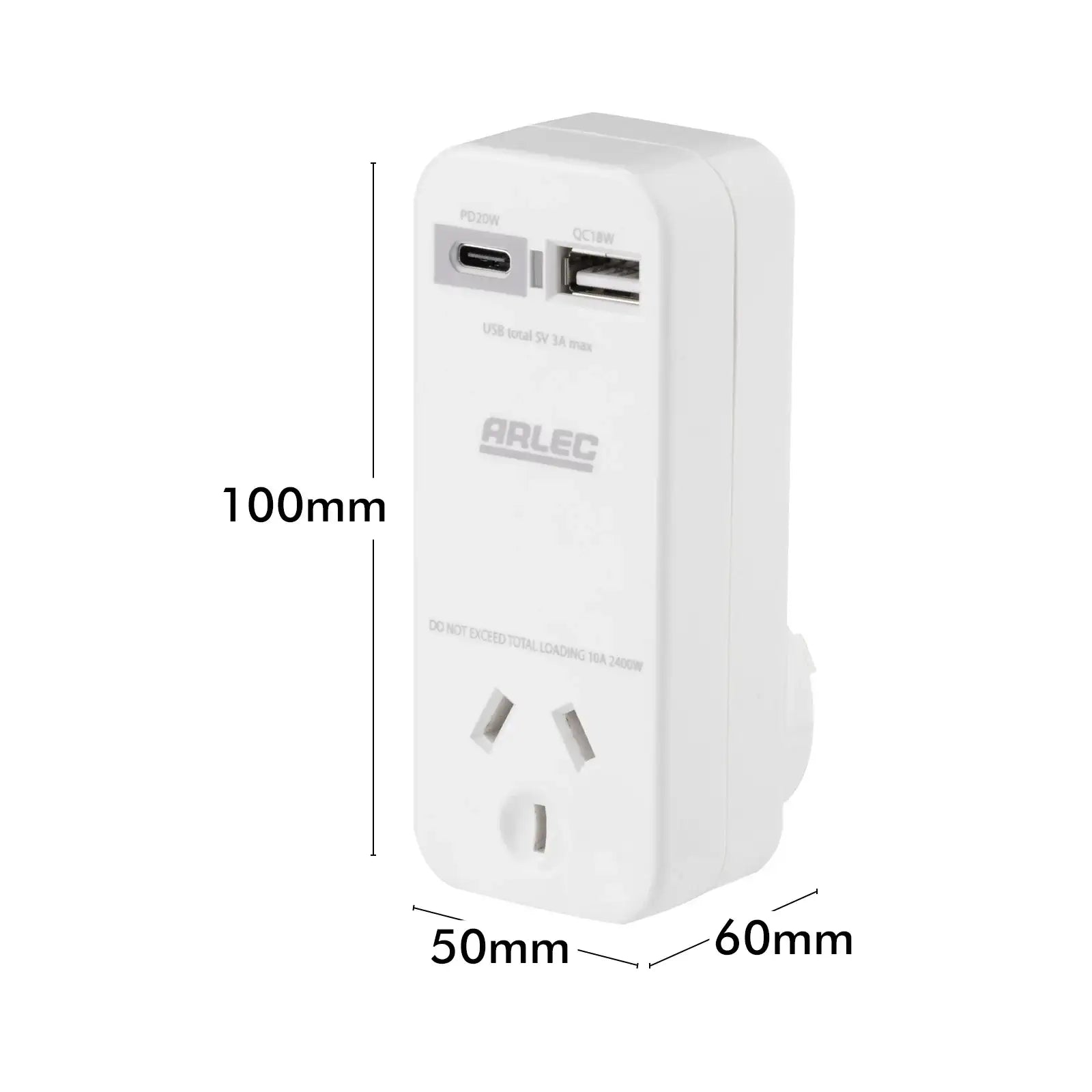 USB PD20W fast charging wall adaptor with A & C ports – Arlec compact design
