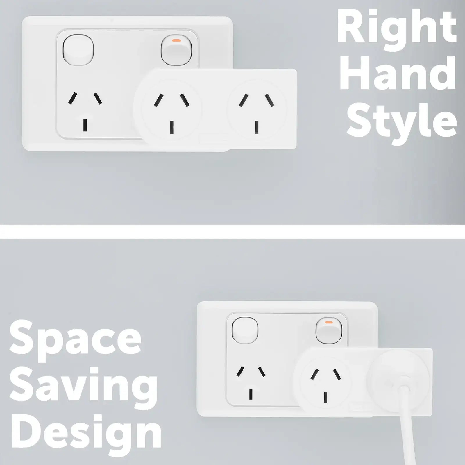 Right angle wall adaptor for tight spaces – Arlec side mount plug