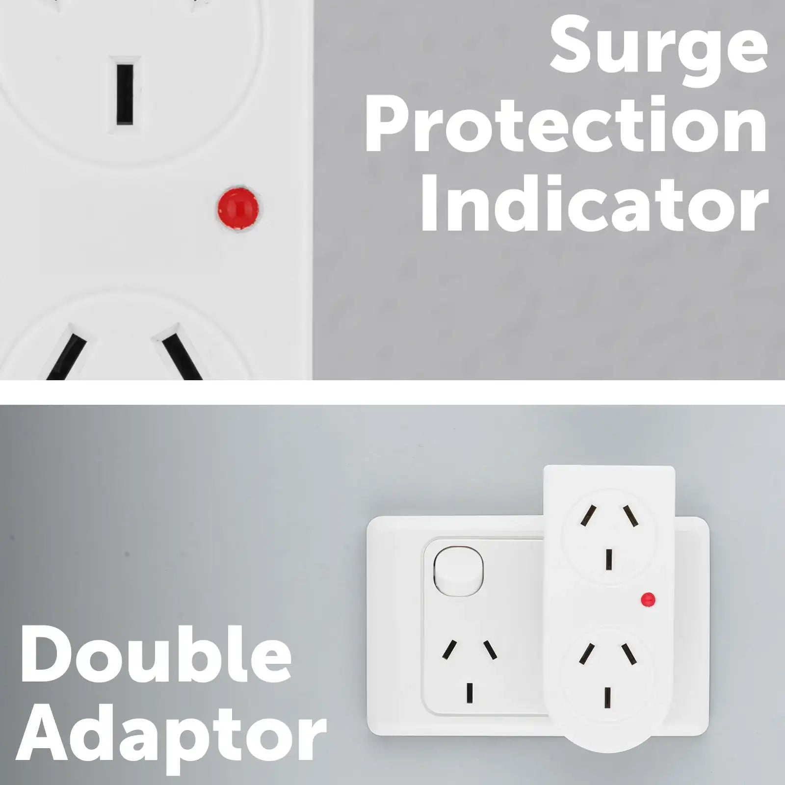 Surge protected double adaptor for electronic devices – Arlec power plug