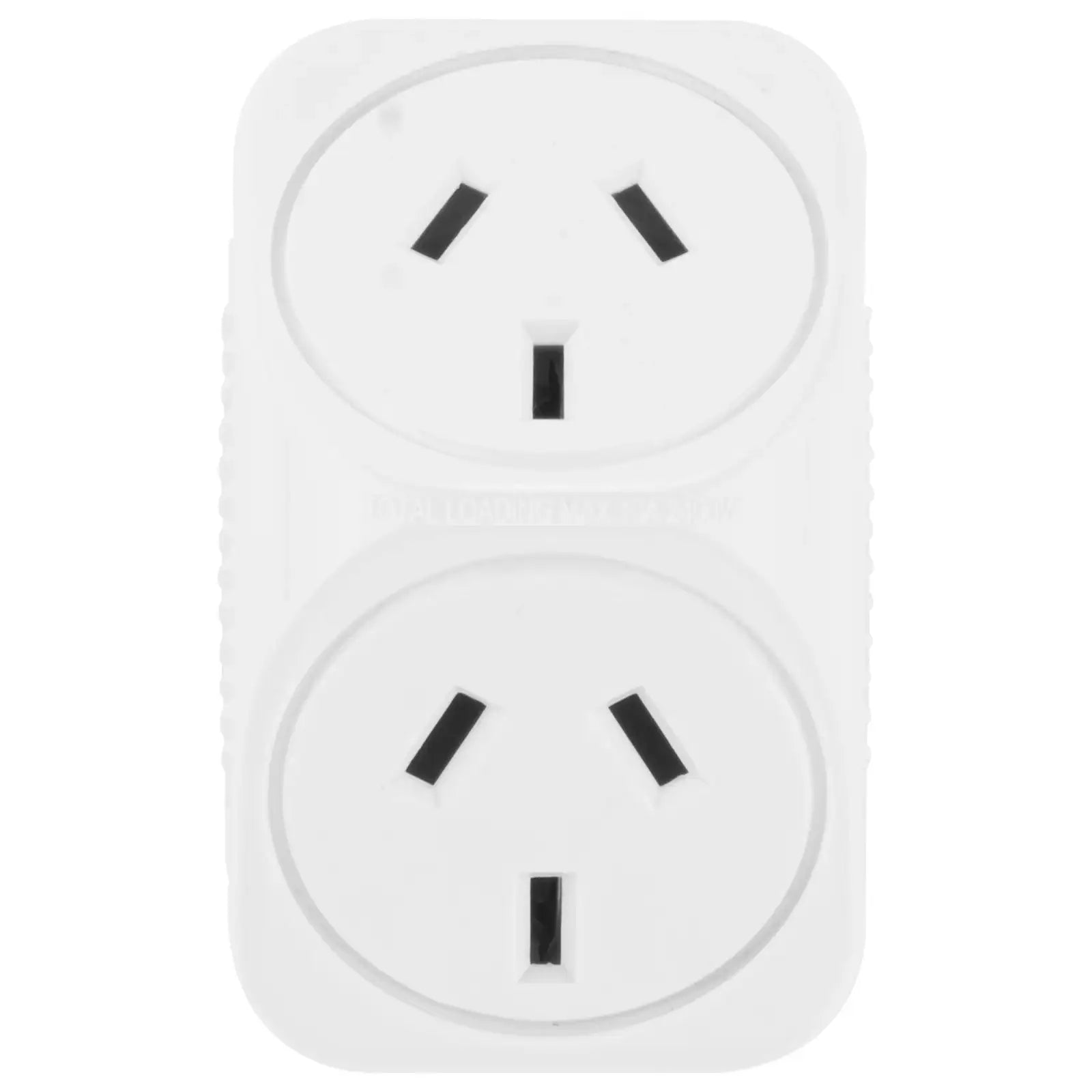 Arlec white triangular double adaptor with two Australian power sockets