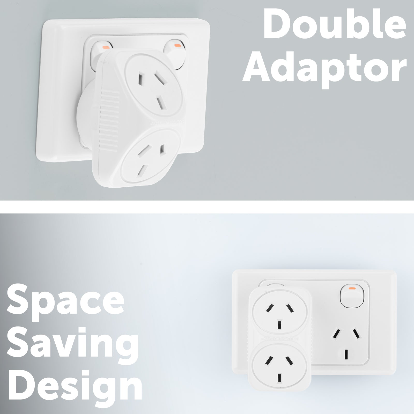 Arlec triangular double adaptor for wall sockets – compact dual plug