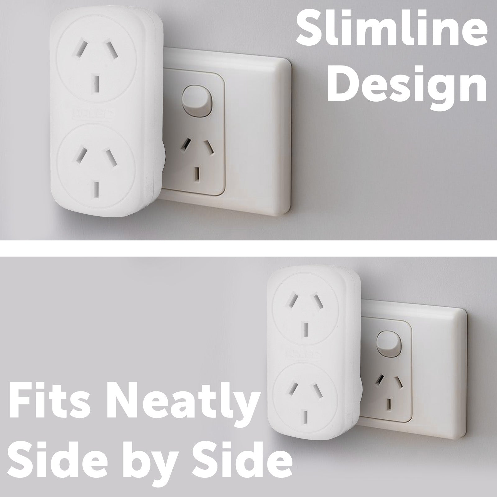 Double power adaptor for two devices – Arlec compact wall plug