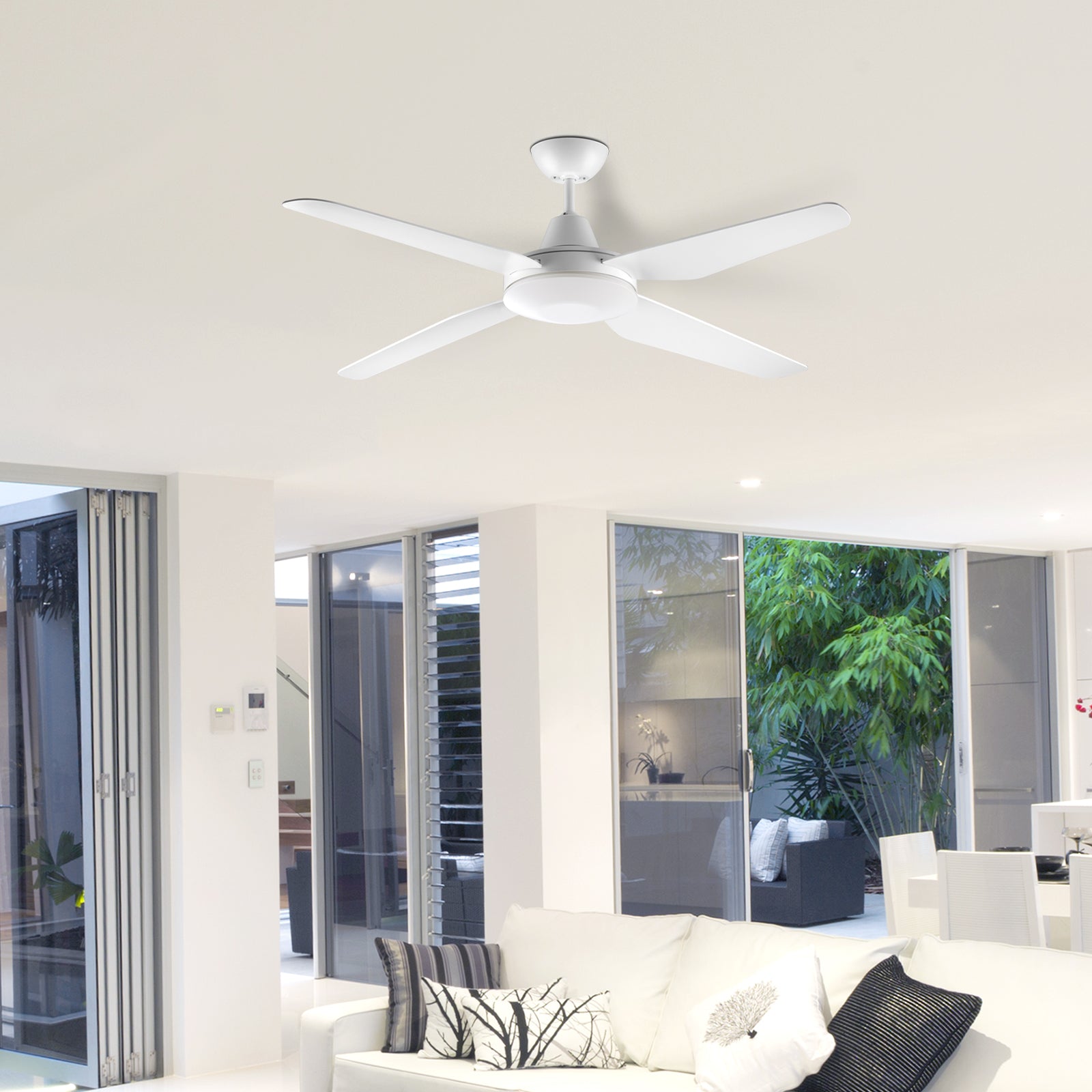 Arlec Madrid White 4-Blade 130cm Grid Connect Smart DC Ceiling Fan With Remote