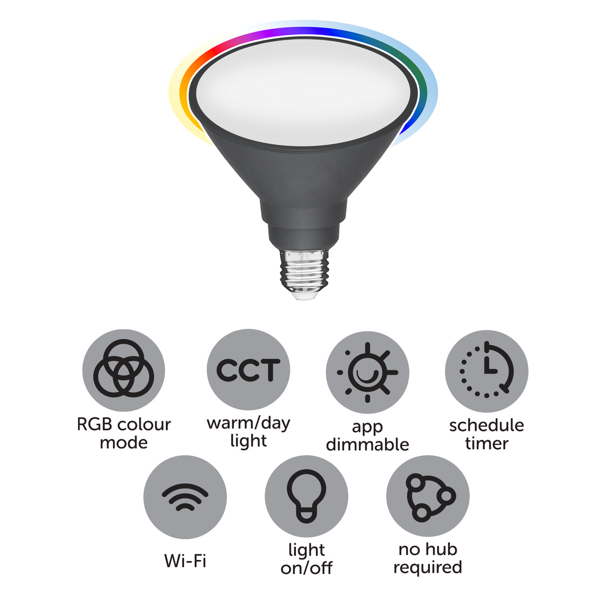Arlec Grid Connect Smart 15W E27 RGB+CCT and Tunable White LED Reflector Globe