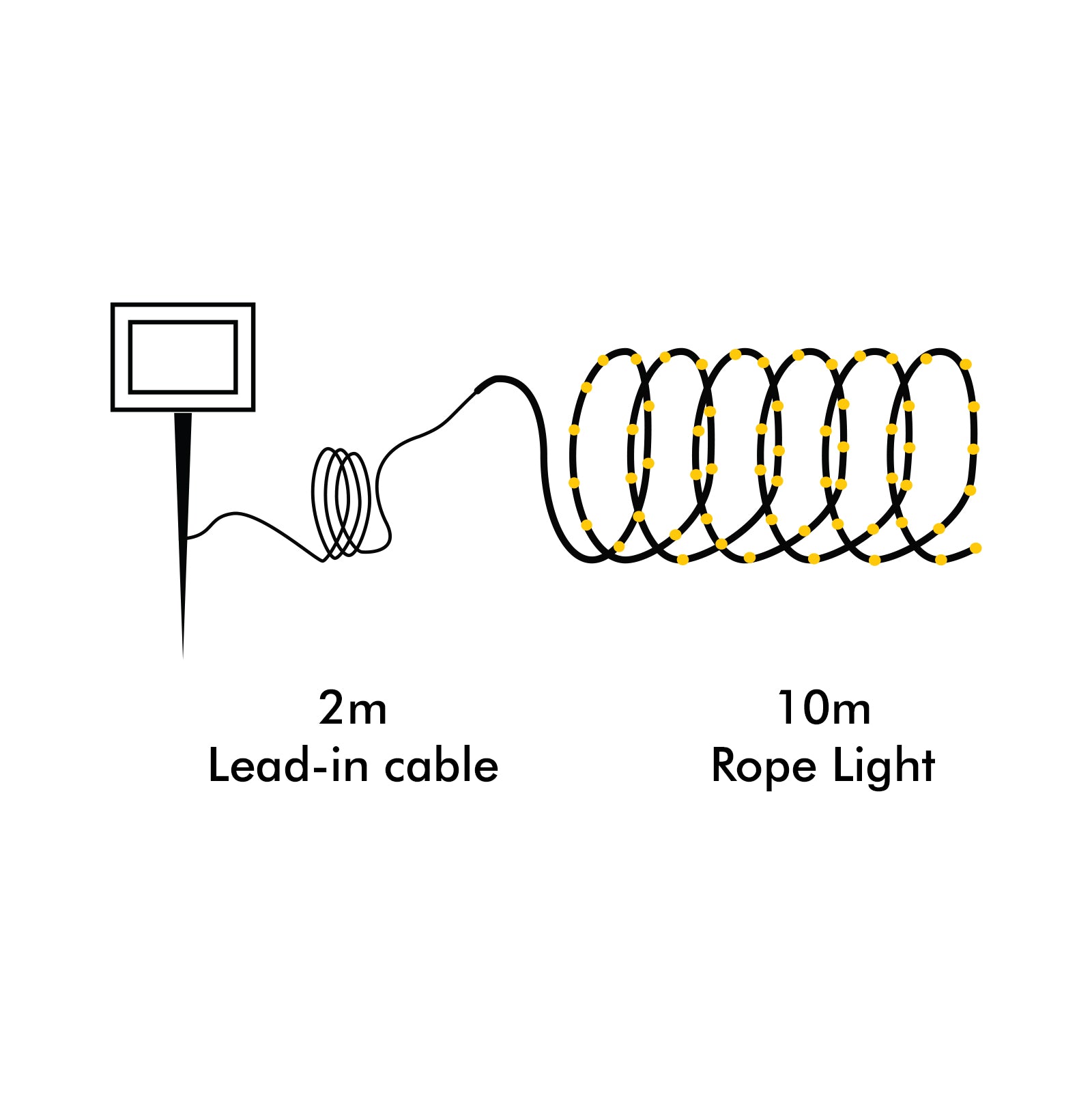 Arlec 10m Warm White Solar Powered Thin LED Rope Light