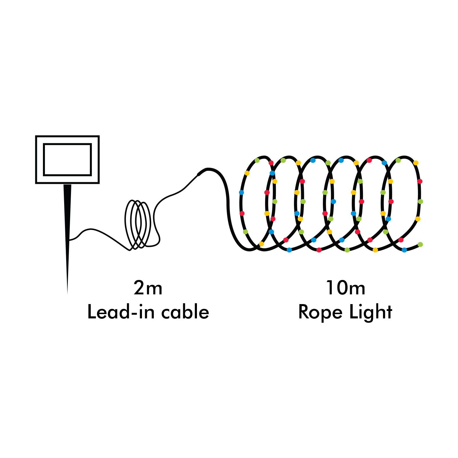 Arlec 10m Coloured Solar Powered Thin LED Rope Light