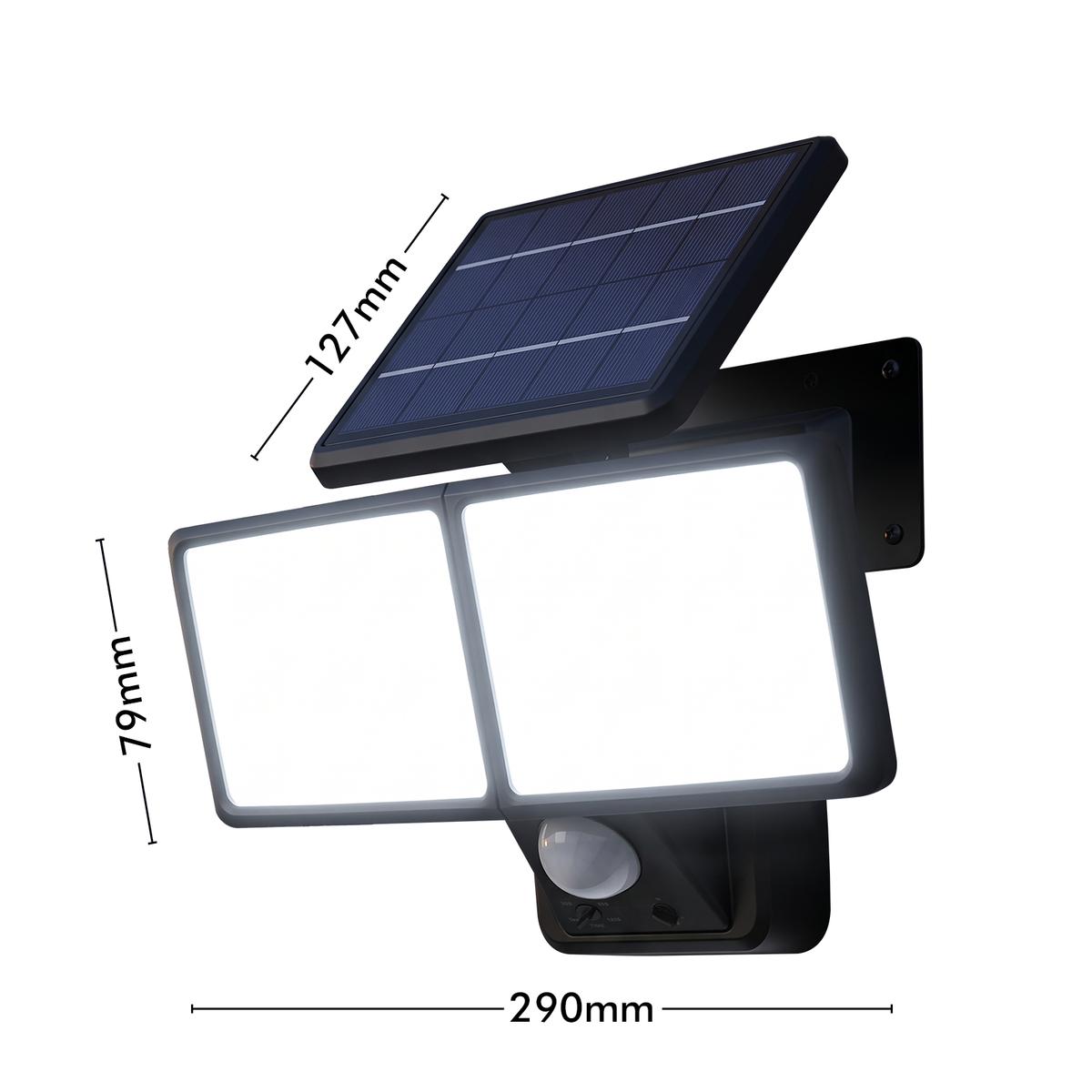 Arlec Solar Linkable Twin Head Security Flood Light With PIR Motion Sensor