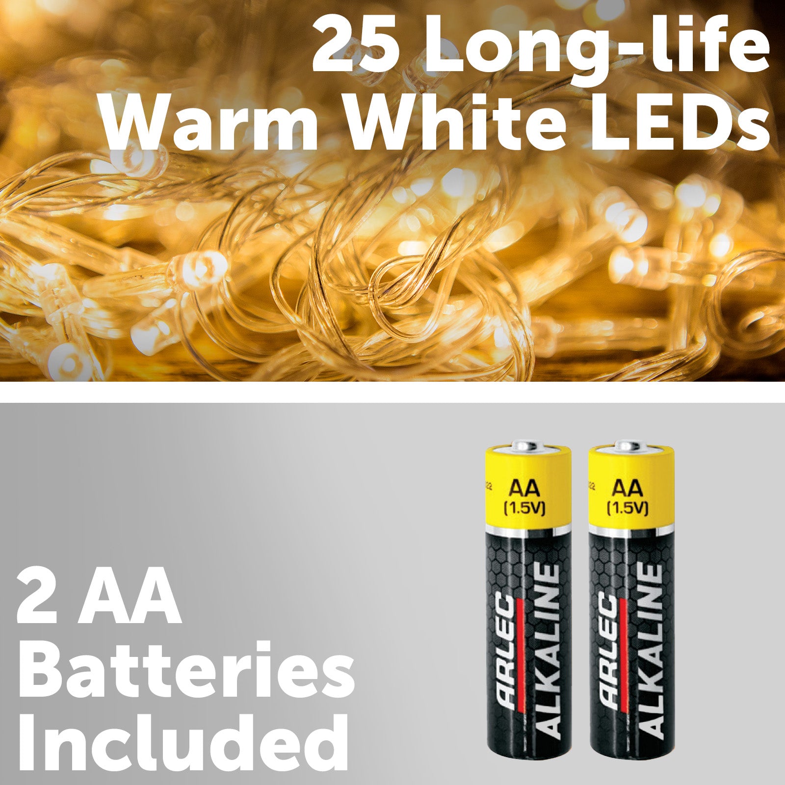 Arlec 15cm Warm White Battery Powered 25 LED Hanging Star